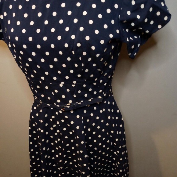 Vtg Homemade 70s Sailor Nautical poke a dot Dress small See Measurements