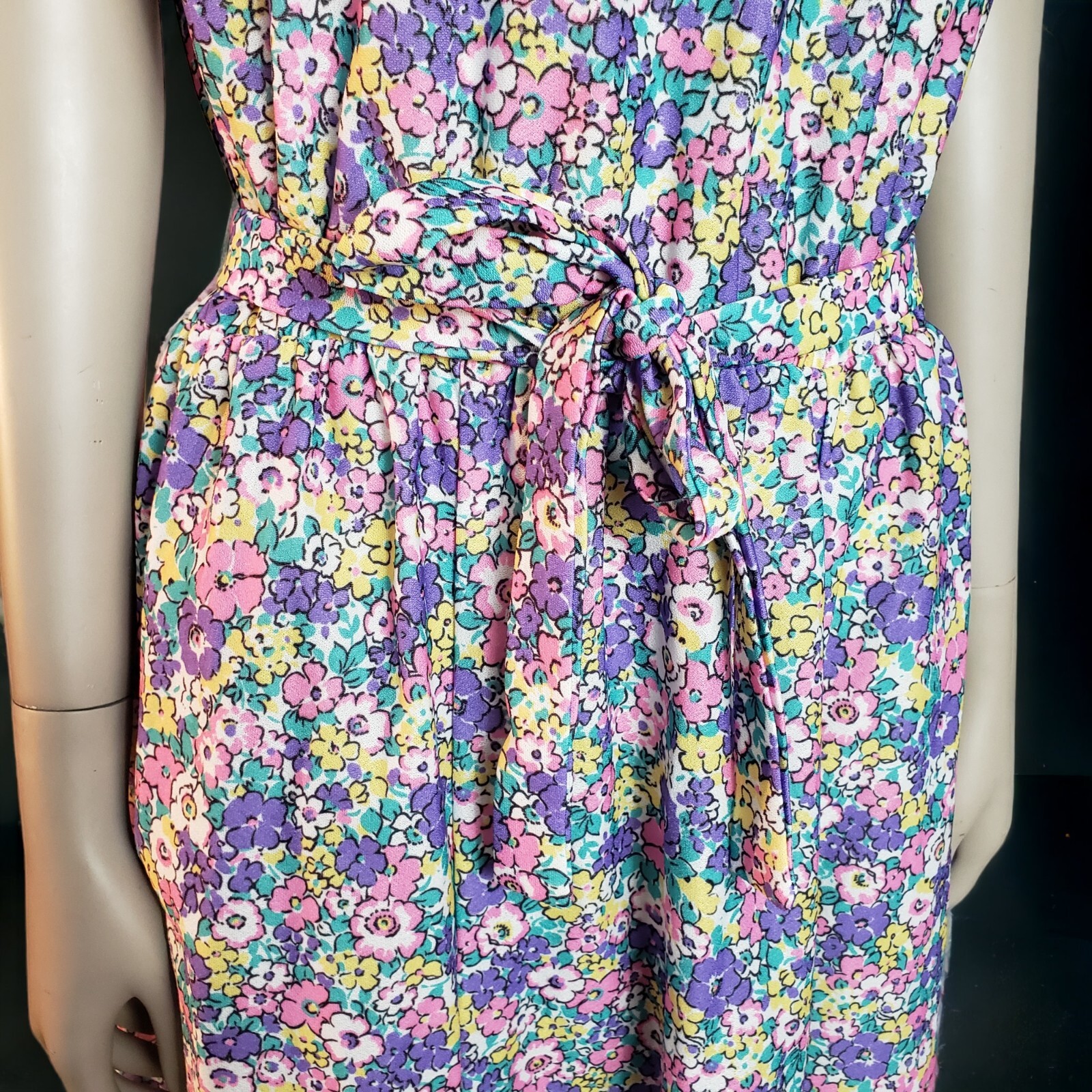 Vintage Avon Fashion Ditsy Floral Dress Peter Pan Collar Midi 11/12 Fits Like 8
