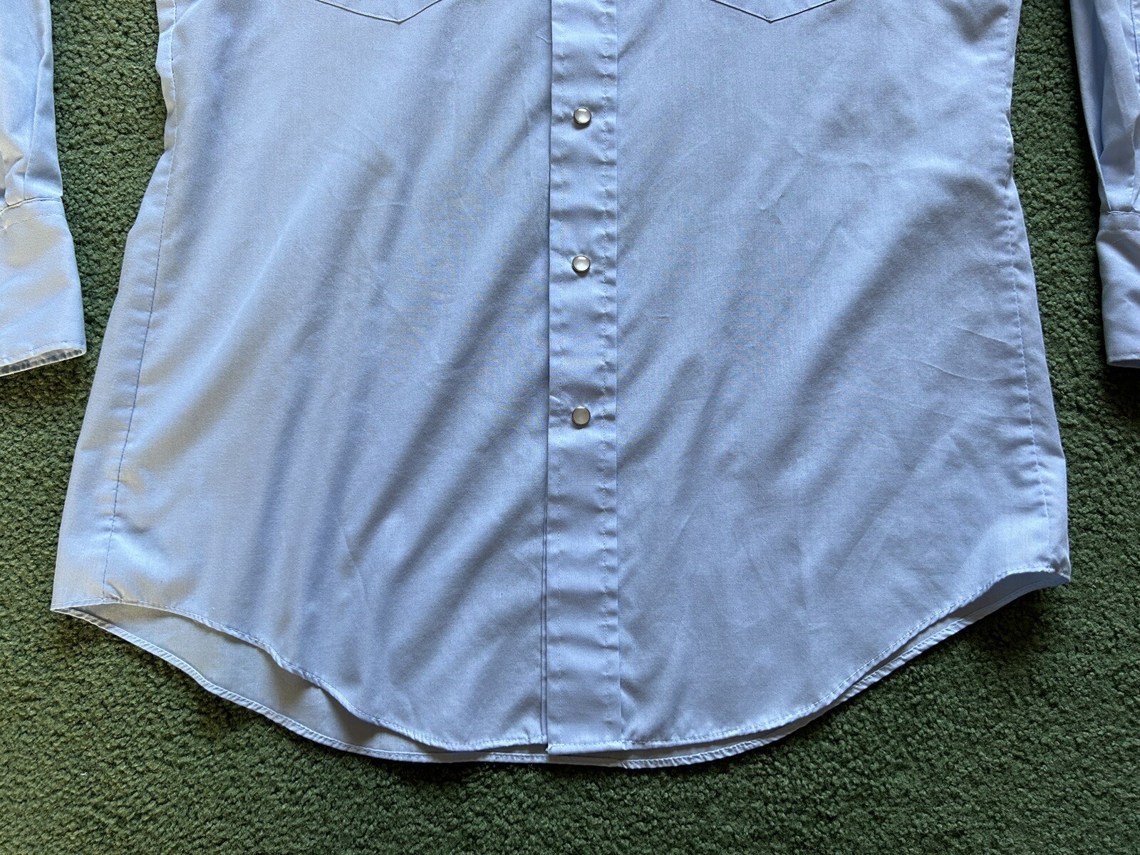 Vintage Women’s Karman Pearl Snap Button Down Long Sleeve Blue Western Shirt