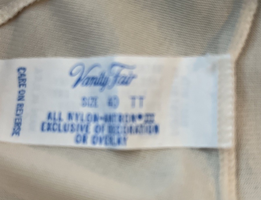 Vintage Vanity Fair Full Slip Nude Antron III Nylon Lace Sz 40TT