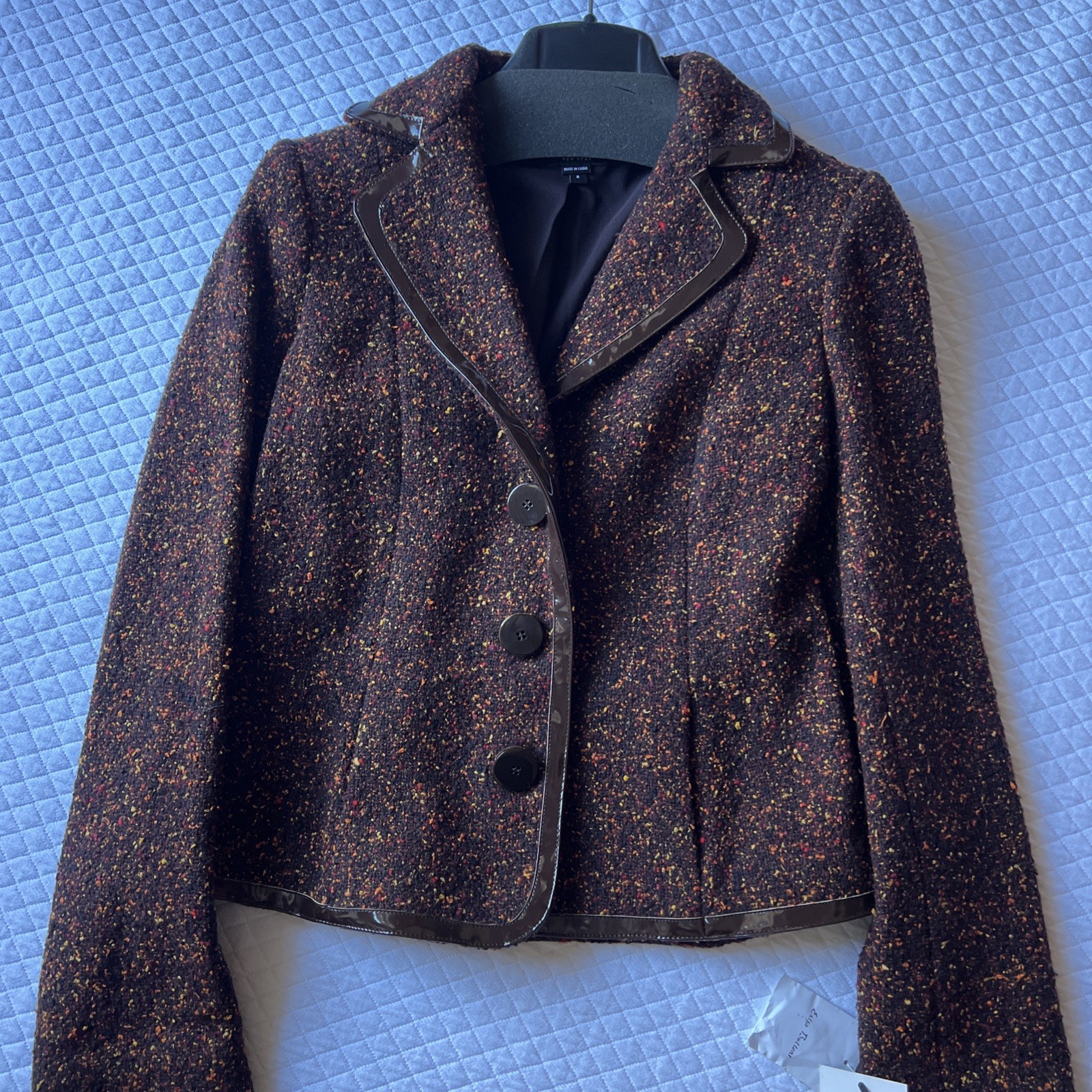 NWT WORTH NEW YORK SKIRT SUIT TWEED MERLOT 6 8