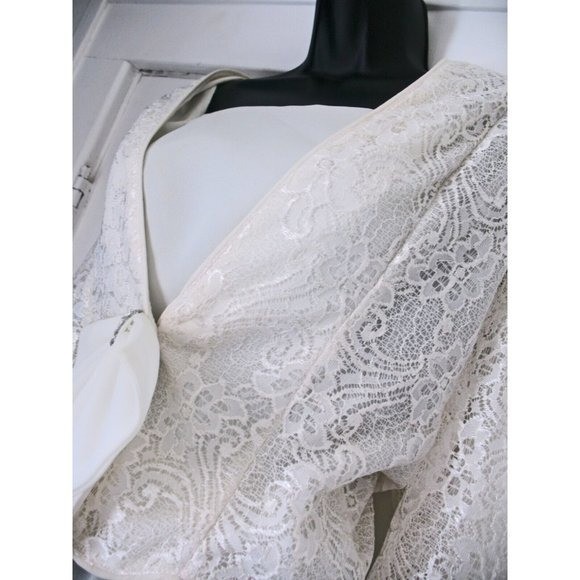 80s Dress Sz 12 L Vintage Ivory Semi Sheer Flared Skirt &Jacket, ck measurement