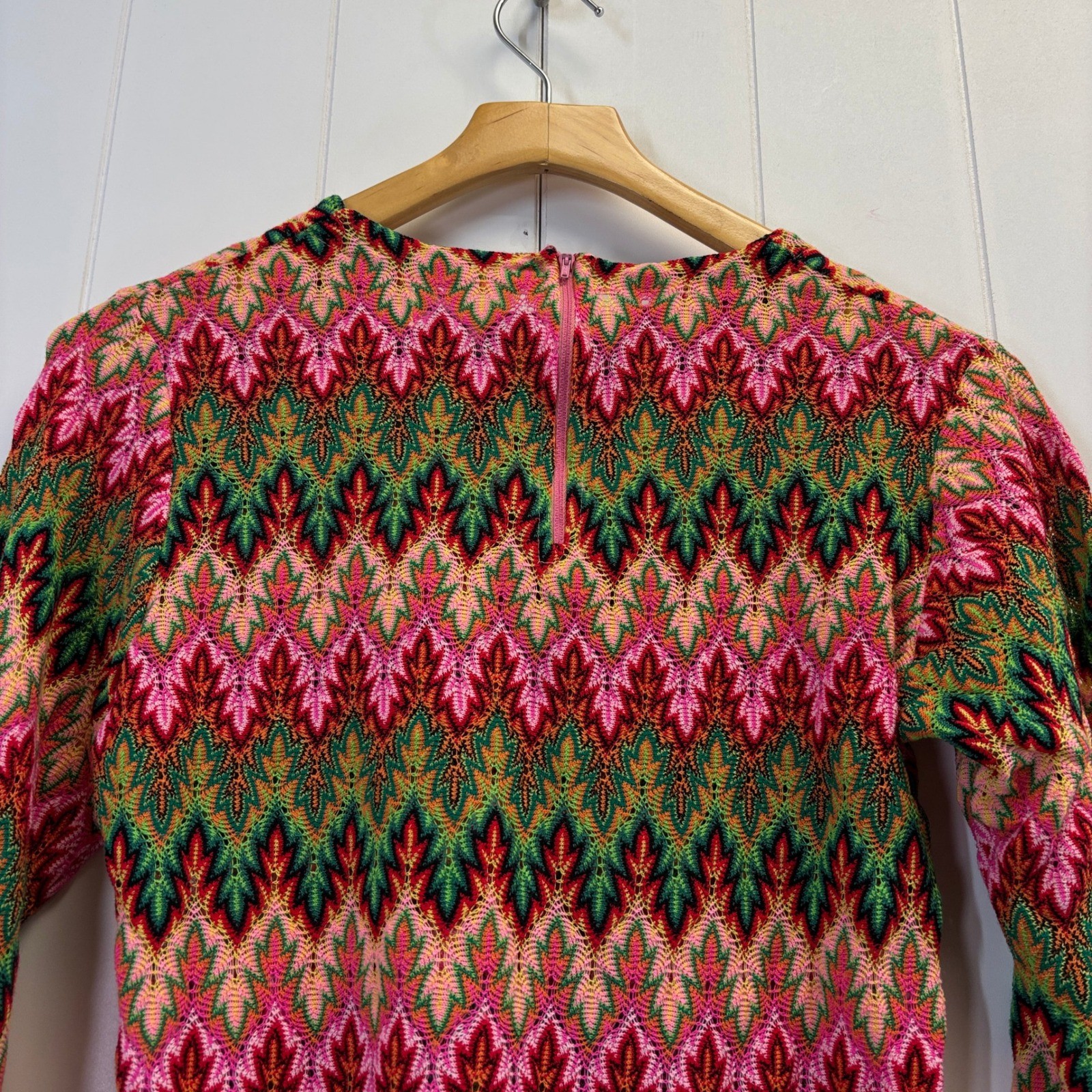 VTG Women 70s Festival Retro Mesh Semi Sheer Top Size S Boho Psychedelic Groovy