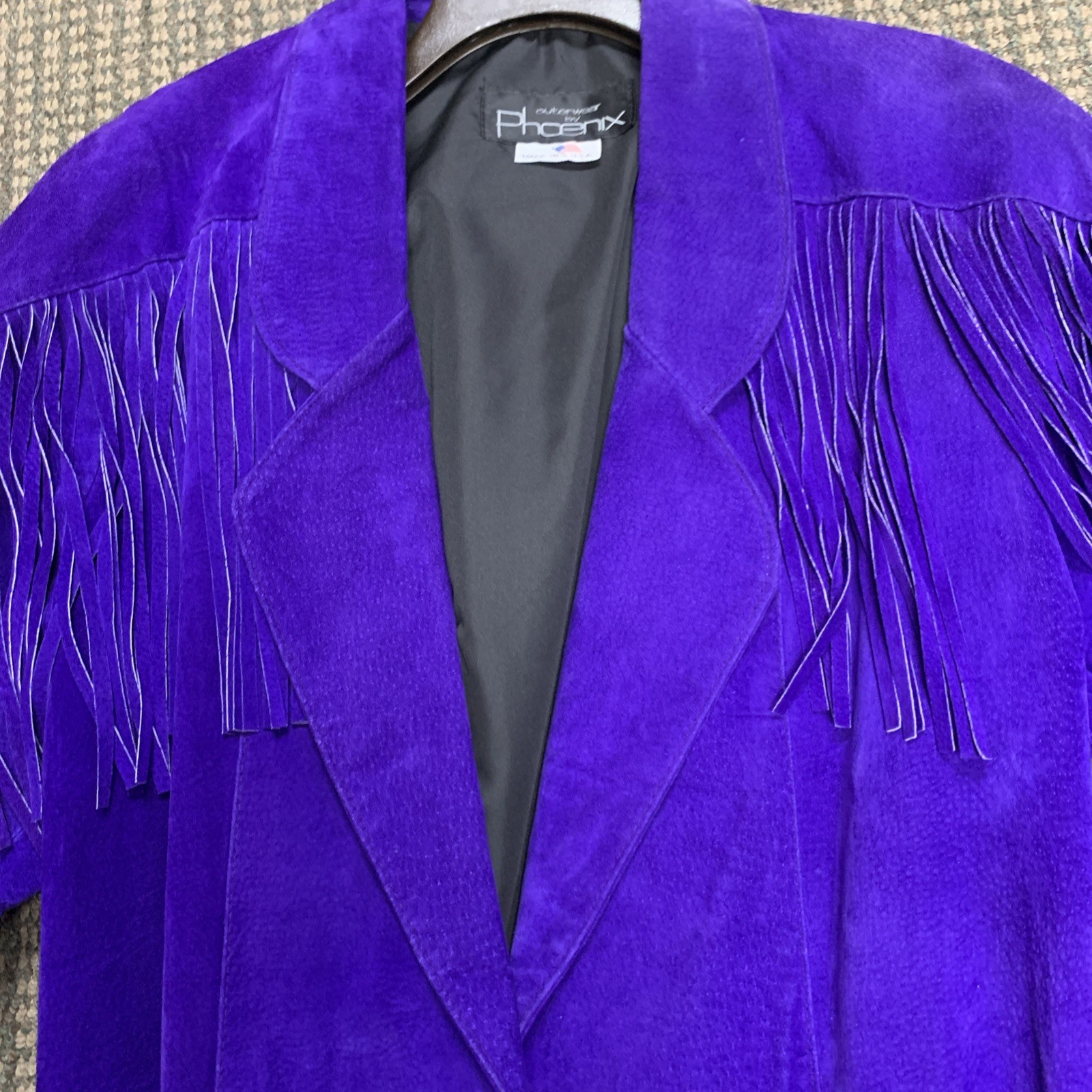 VTG Outerwear by Phoenix vintage purple suede Fringed jacket Western/Biker 80s