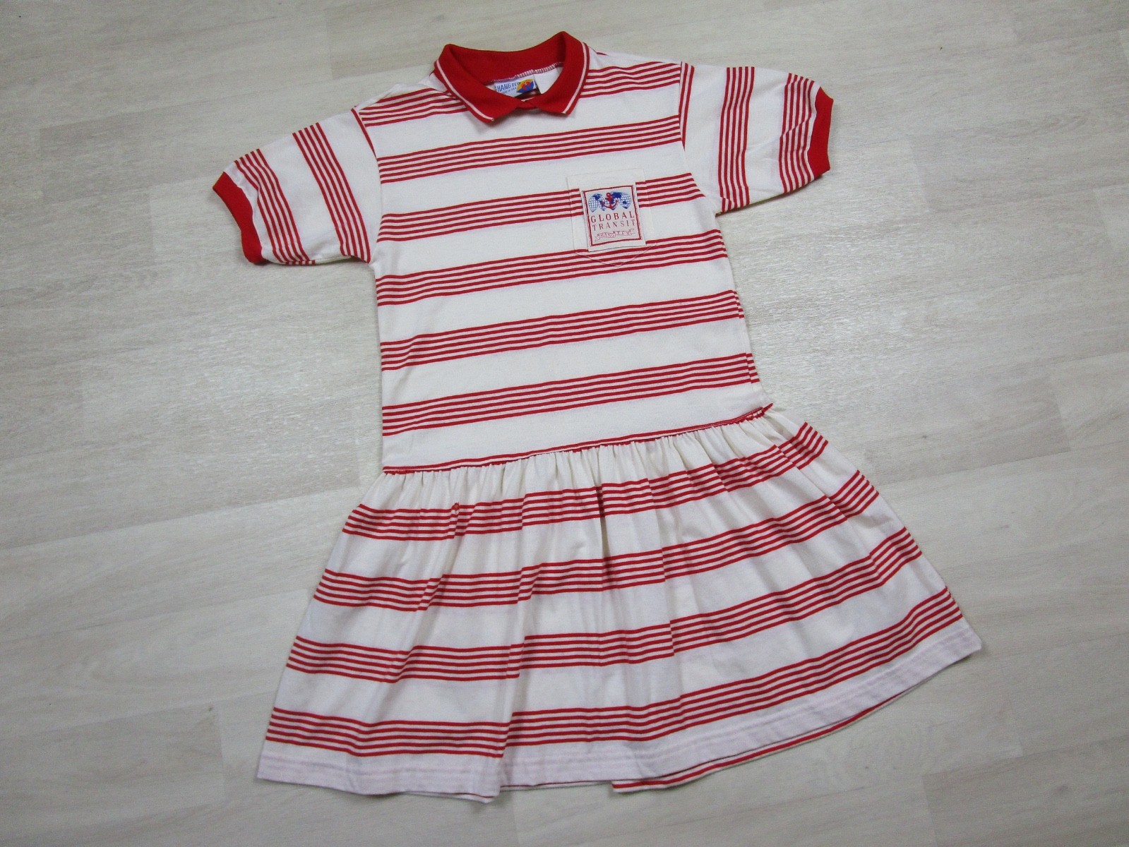 Vintage 80s Hang Ten Mini Skater Dress (M) Surf Beach Preppy Stripe Sundress