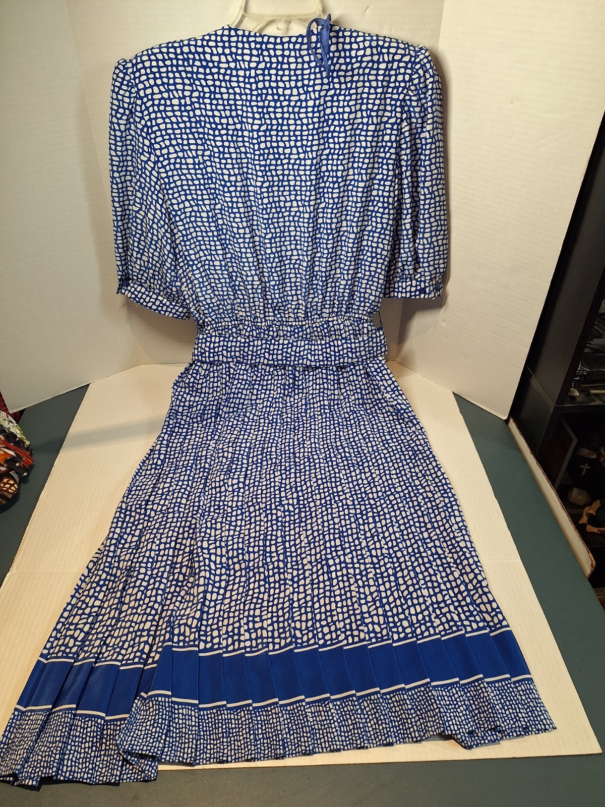 Vintage Lady Carol Dress, Woman’s 12, Polyester, Pleated, Long, Button, Belt