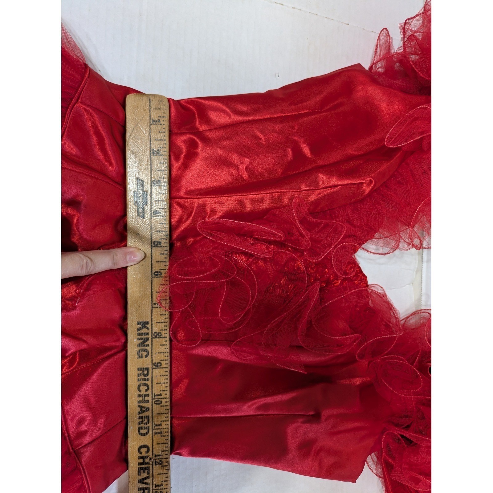 Mike Benet Formals Gown Red Womens Vintage 10 Modern 4 Tulle Satin Bow 80s Dress