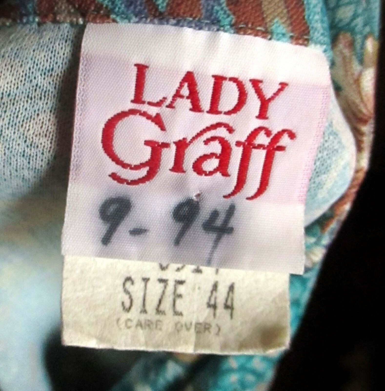 True Vintage Women’s Secretary Blouse XL 80s Graff Turquoise Paisley Tie-Neck