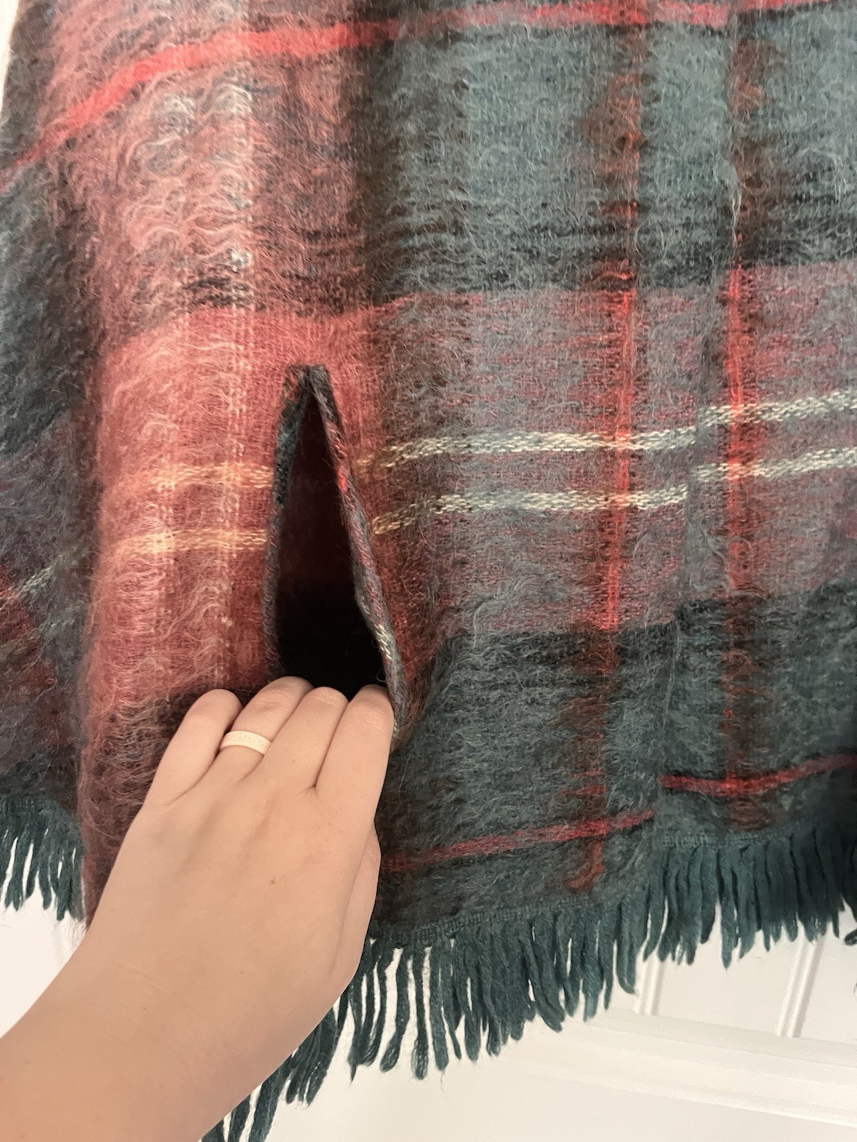 Andrew Stewart Vintage Cape Poncho in Wool & Mohair Woven in Scotland Plaid 319