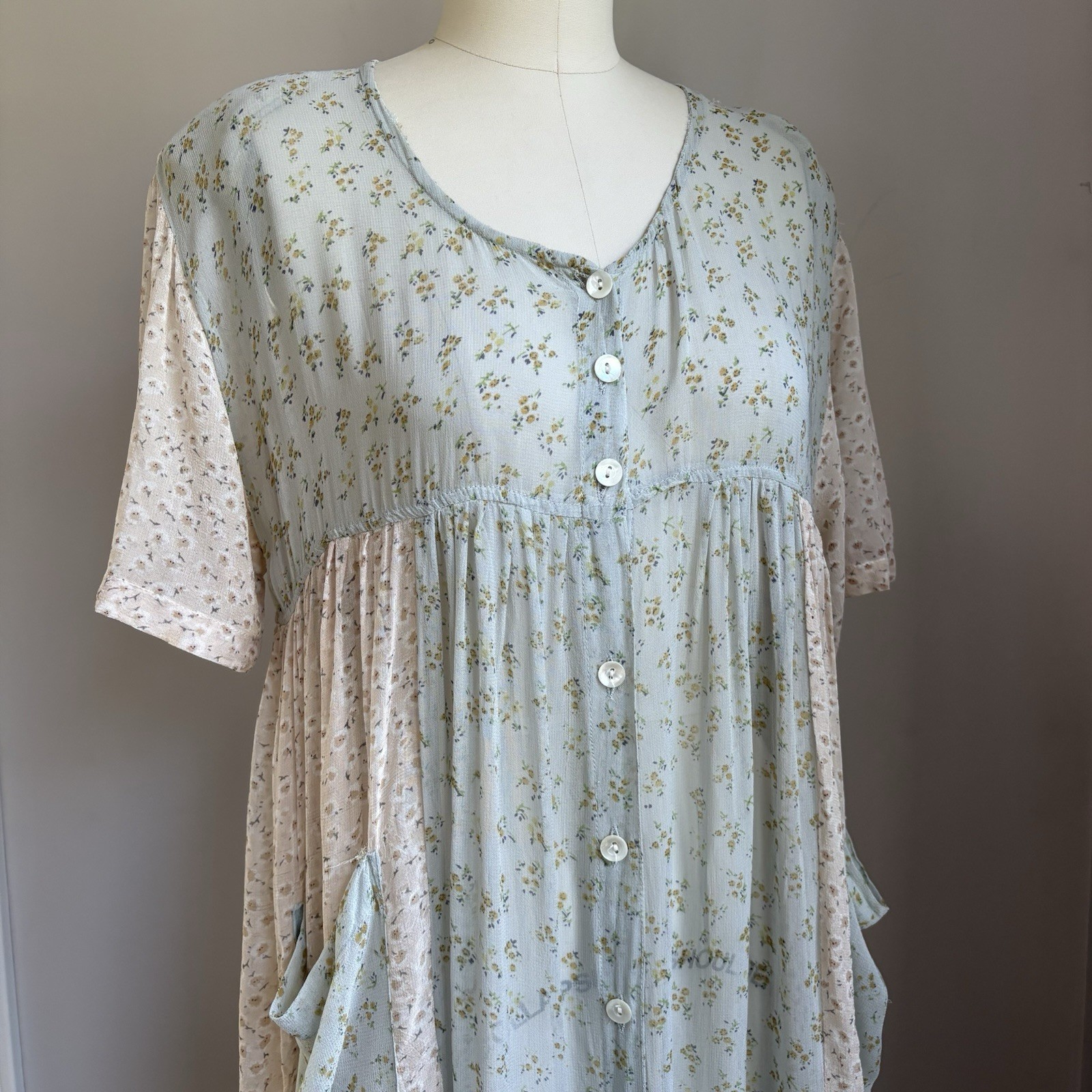 Vintage 90’s April Cornell Sheer Dainty Floral Midi Dress Cottagecore Medium