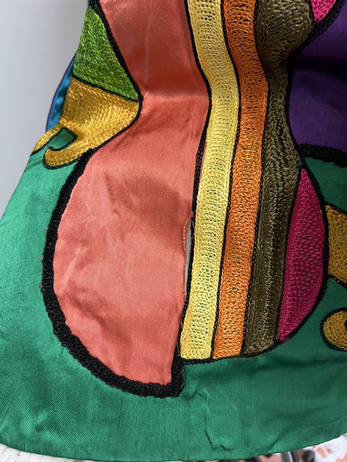Vintage 80 Sandy Starkman Wearable Art Jacket Picasso Cubist Embroidered S Rayon