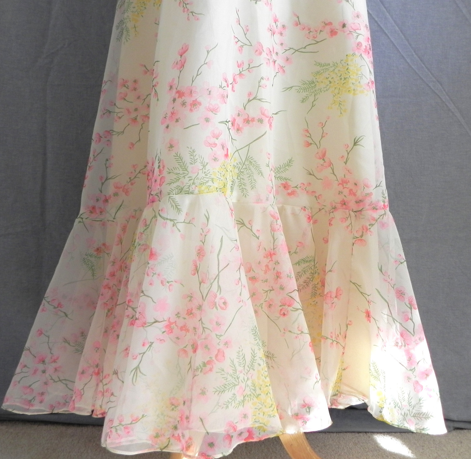 Vtg Cole of Columbus Maxi Dress Floral Spaghetti Strap Empire Waist Size M