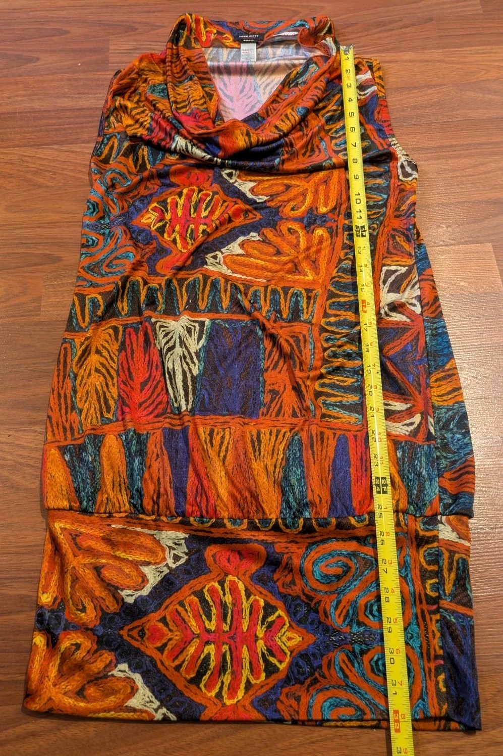 Vintage Y2K Miss Sixty Diamond Dress S Abstract Print Cowl Neck Italy