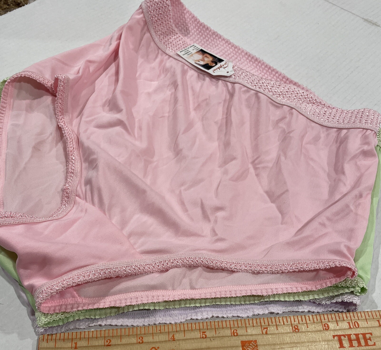 3-Vtg Sophia Nylon Panties Elastic Waist & Thigh Pink Purple Green XXXXL NWT