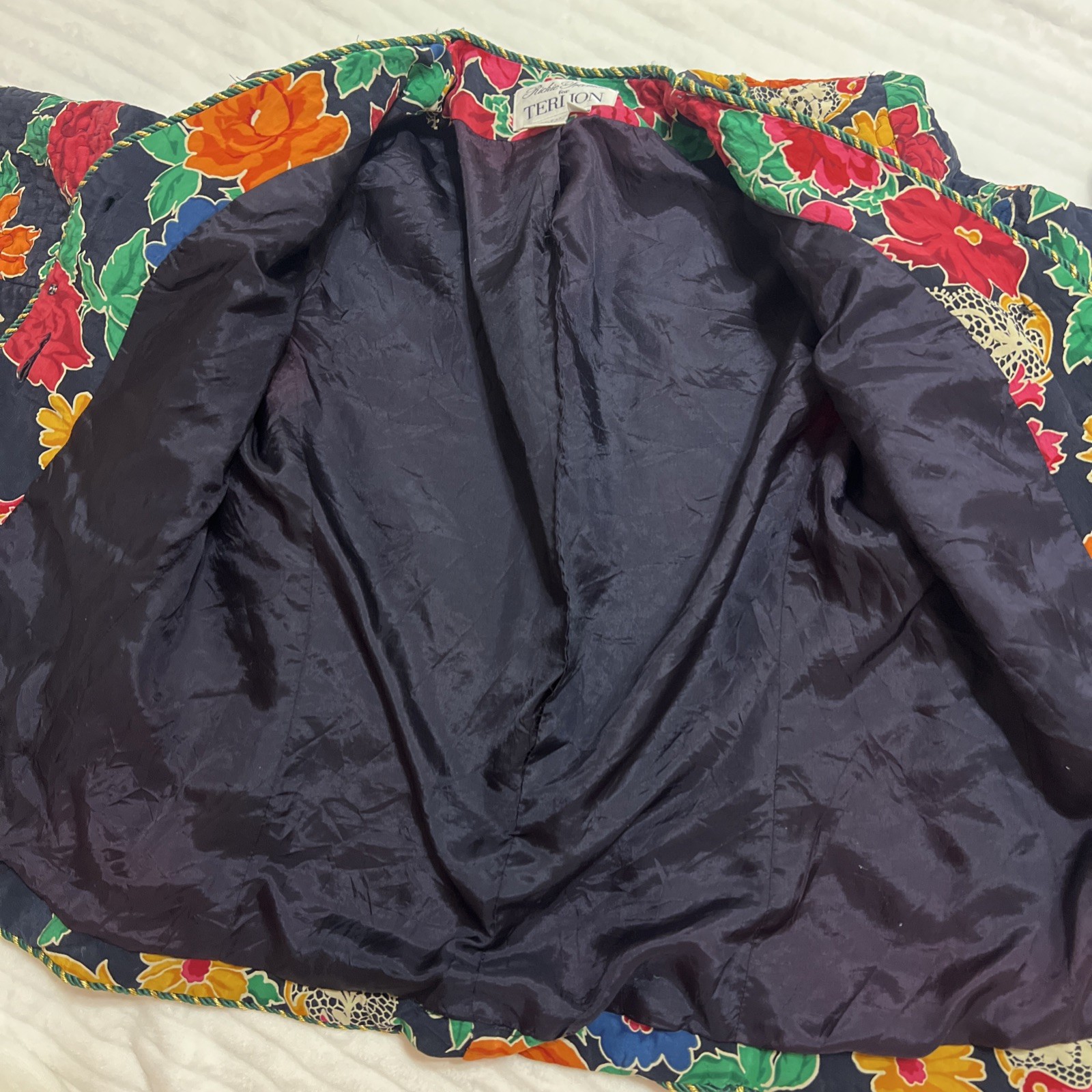 VTG Richie Freeman for Teri Jon 100% Silk Floral Blazer Jacket S10Made In Korea