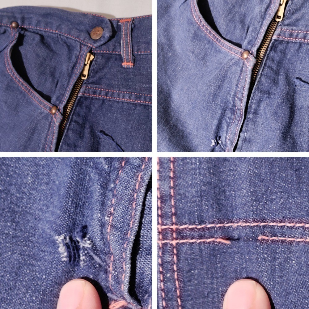 Ranch Craft High Rise Women’s Denim Jeans Talon Zip 35×28.75″ 50s 60s Imperfect