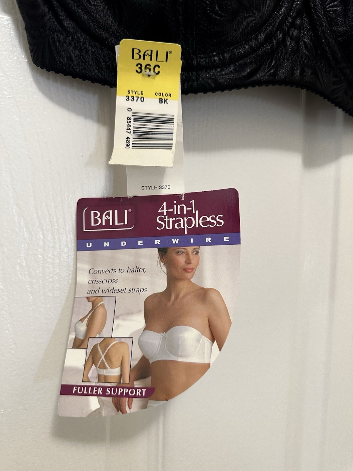Vtg NWT Bali 4 In 1 Strapless Bra Black 36C No Straps