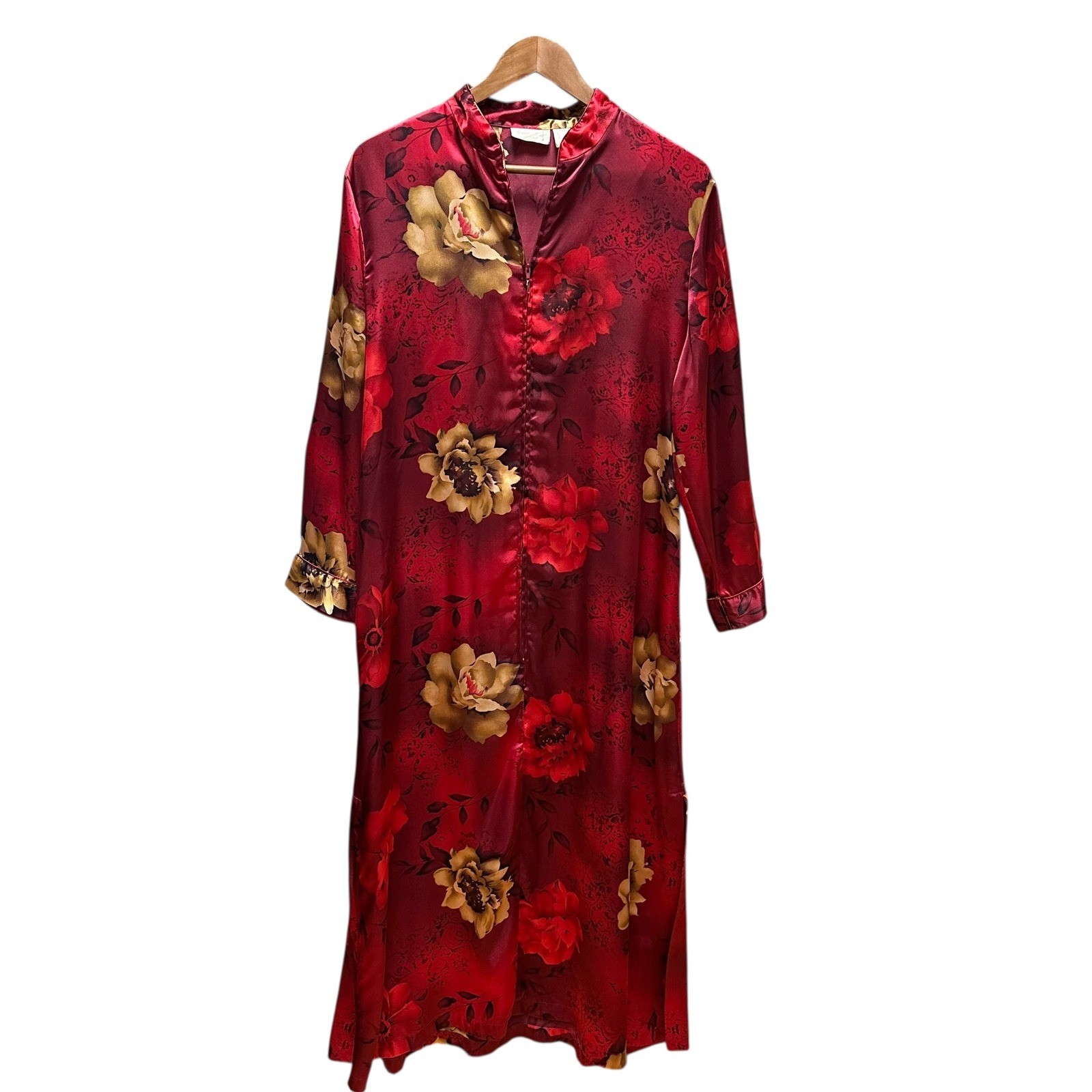 Vintage Inner Most Nightgown & Robe Red Floral Long Classic Romantic Feminine M