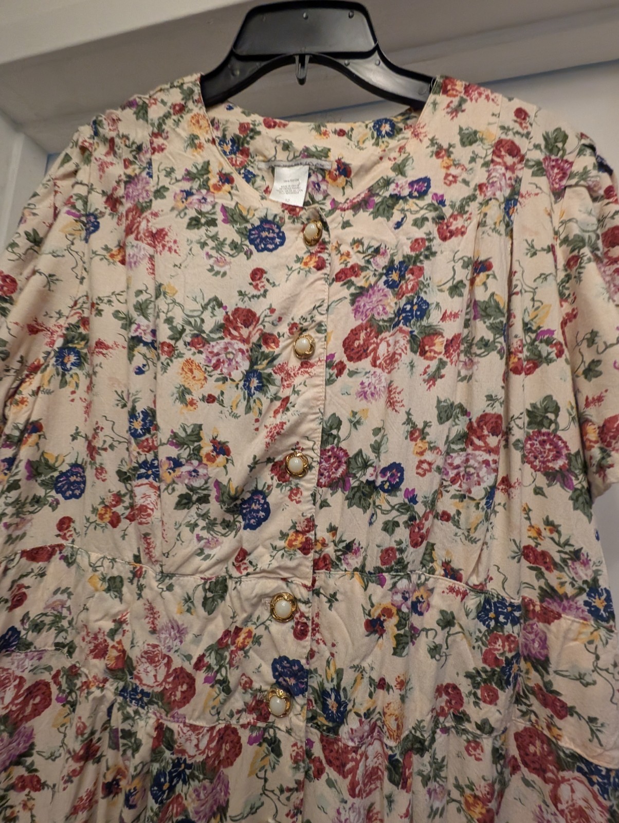 Vintage Floral Dress Buttons 1980’s 1940’s Size 12 Wartime Lindyhop Medium Large