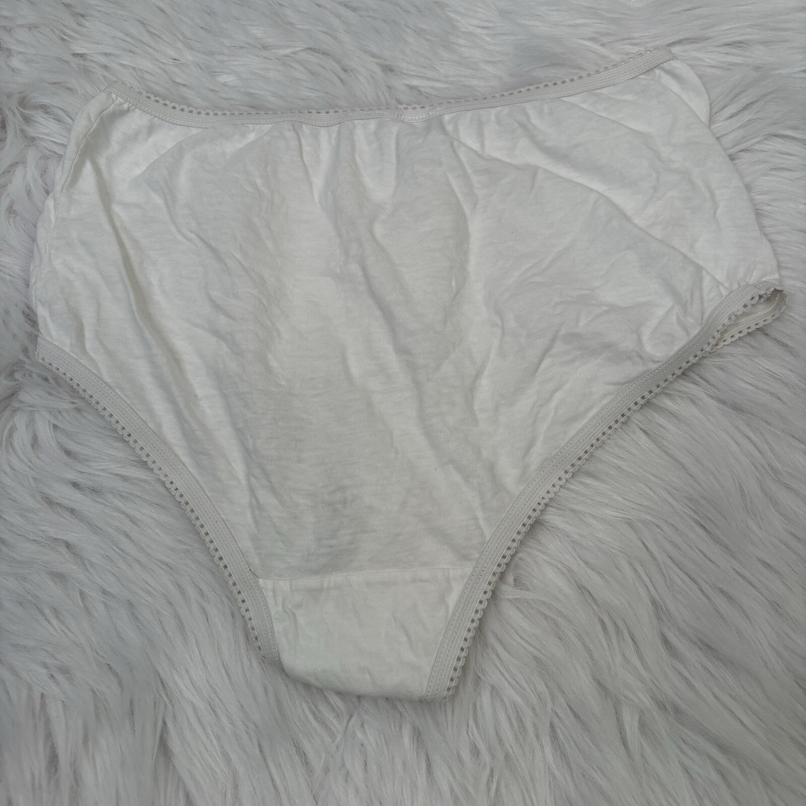 Vintage Cotton Panties Briefs Unknown Brand White Cotton Ladies Women’s Size 7