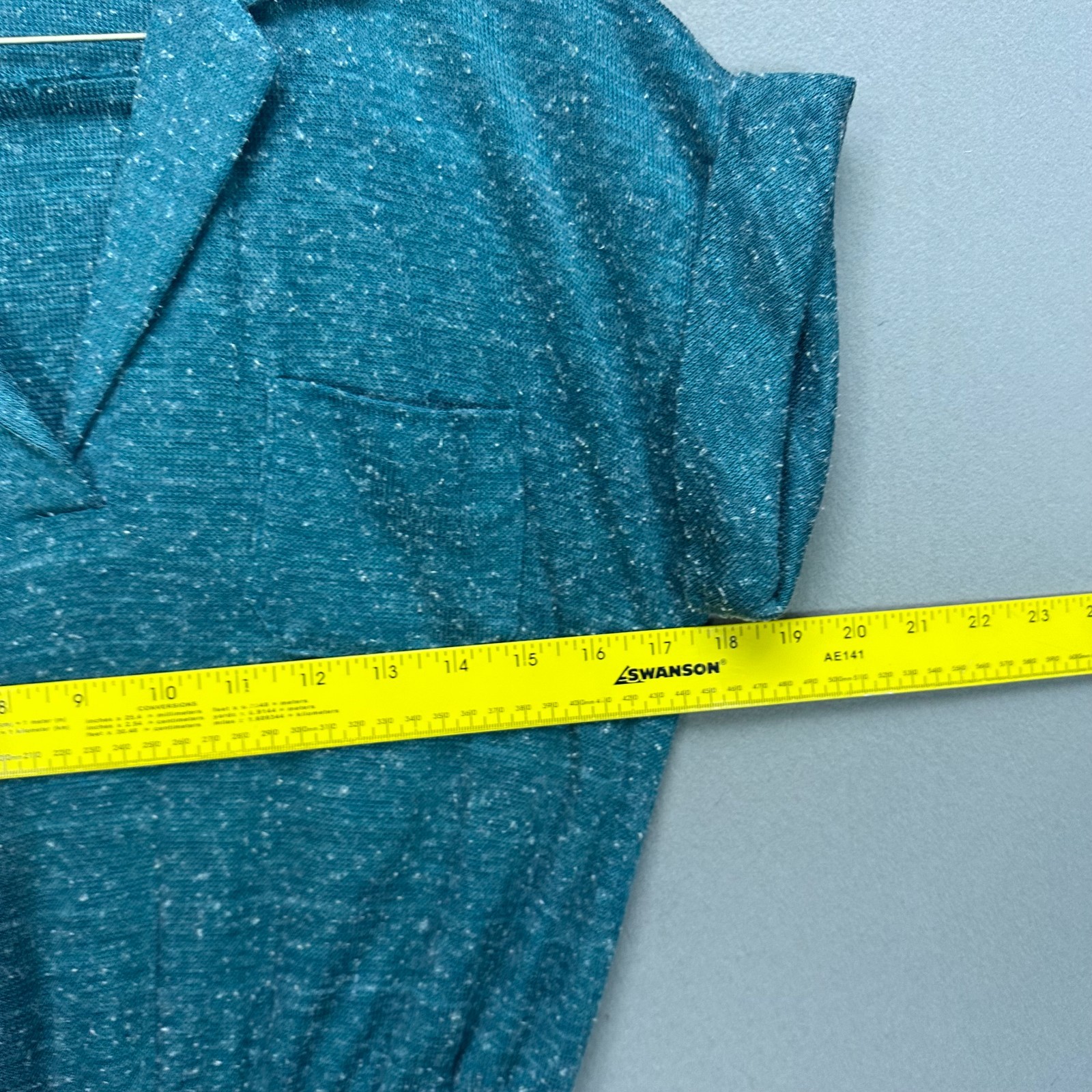 Vintage Dress Womens 13 Blue 70s 60s Short Sleeve Collared Elastic Waist Belted