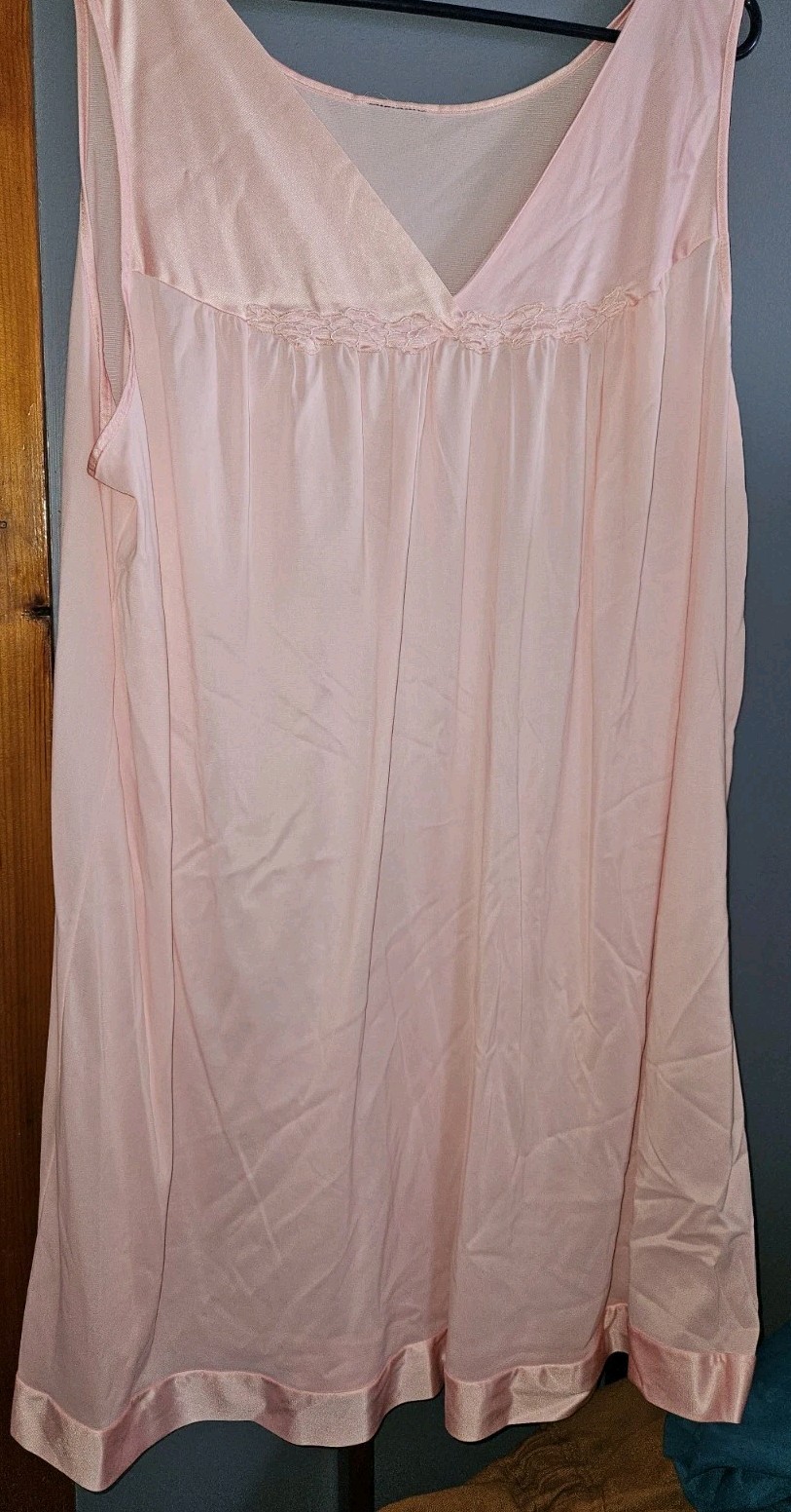 2 Vintage Pink Nightie Gown 100% Nylon Size 50″ Bust