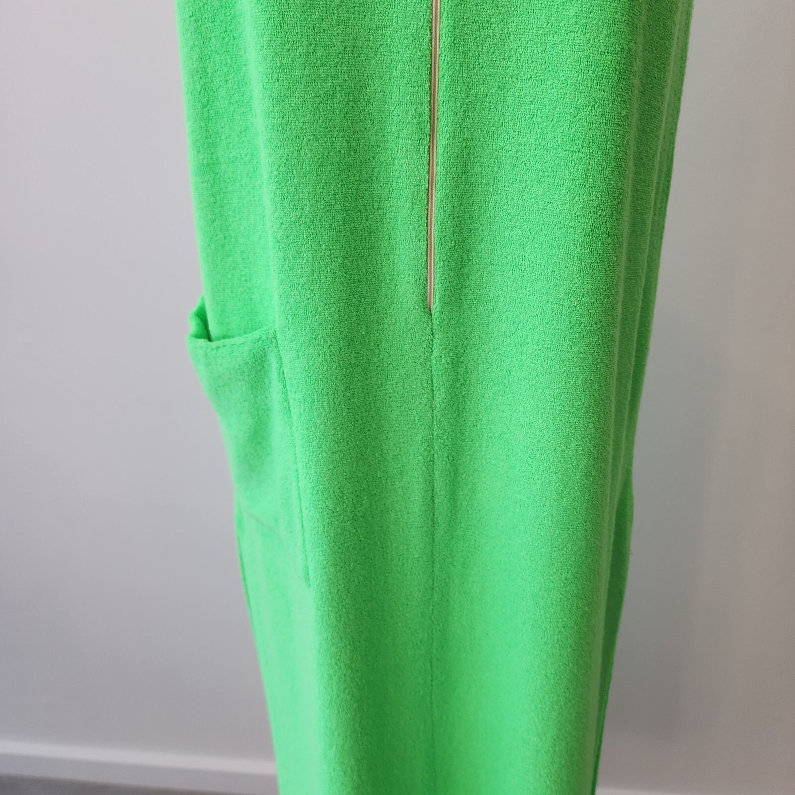 Vintage Catalina Dress Medium Neon Green Maxi Terry Towelling Cloth USA 70s