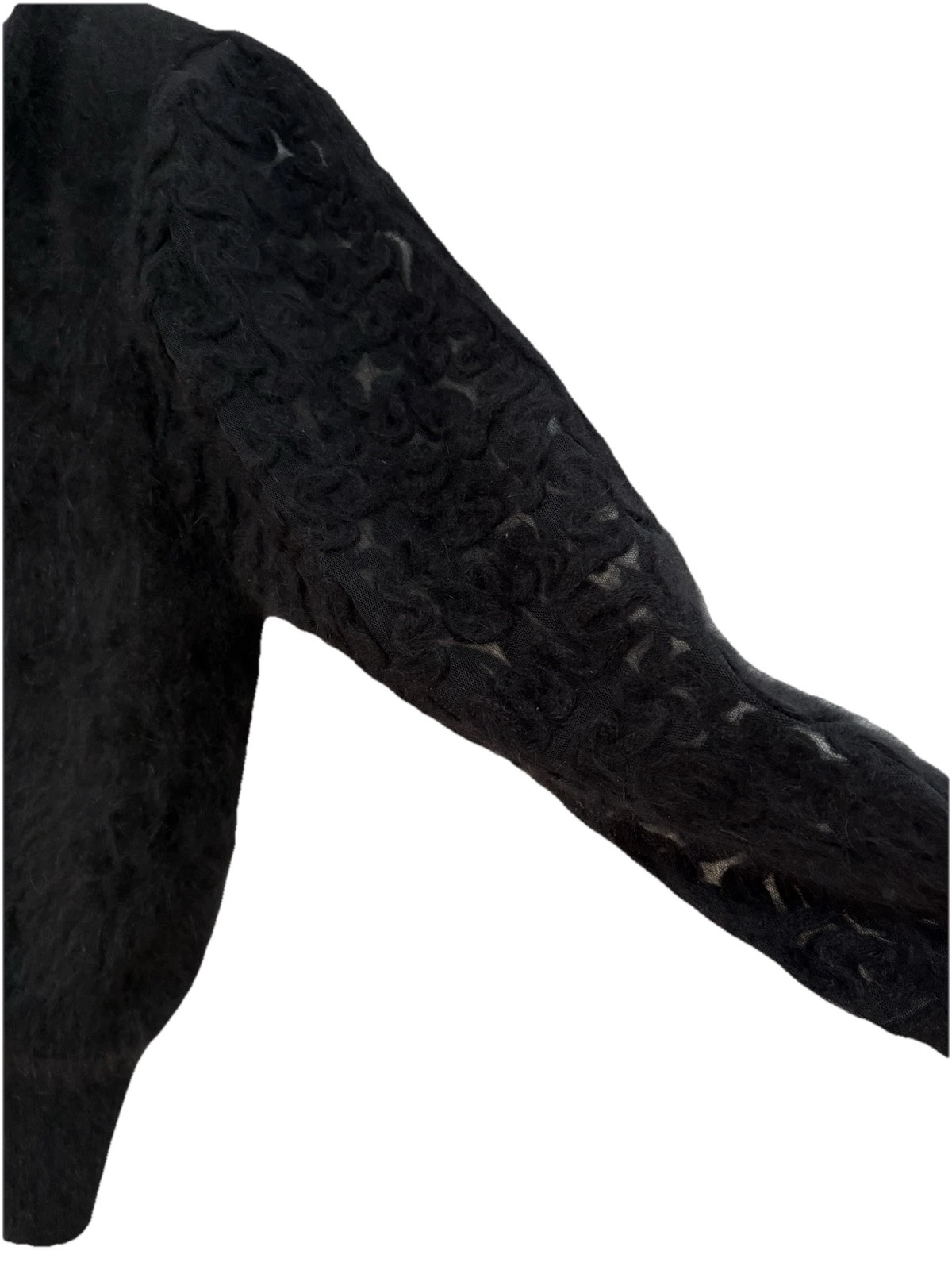 Christine Phillipe Vintage Angora Knit Sweater Black M/L Sheer Sleeves SO SOFT!