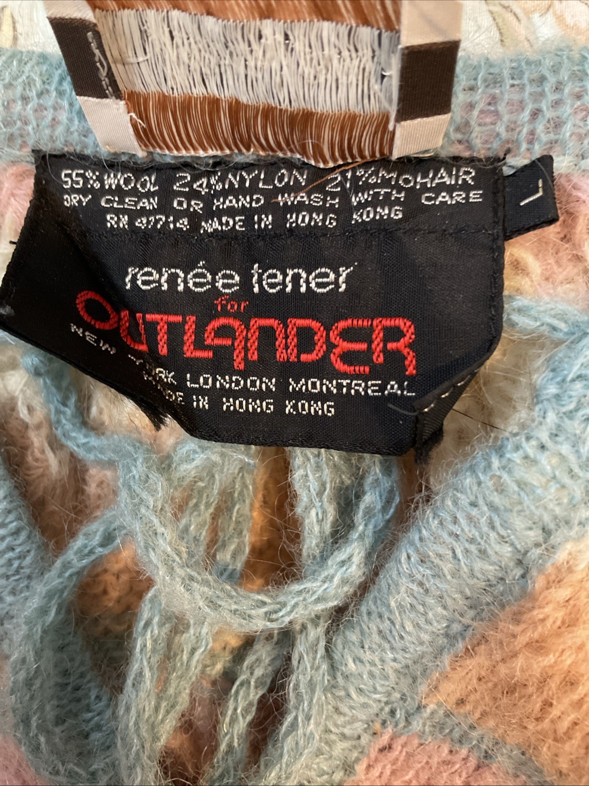 VTG 70S Boho Reneé Tener Neiman Marcus Pastel Mohair Wool Sweater Sz Lg USA
