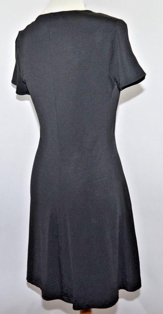 VTG Hampton Nites Classic Solid Black Cap Sleeves Shoulder Pads Dress Womens 4