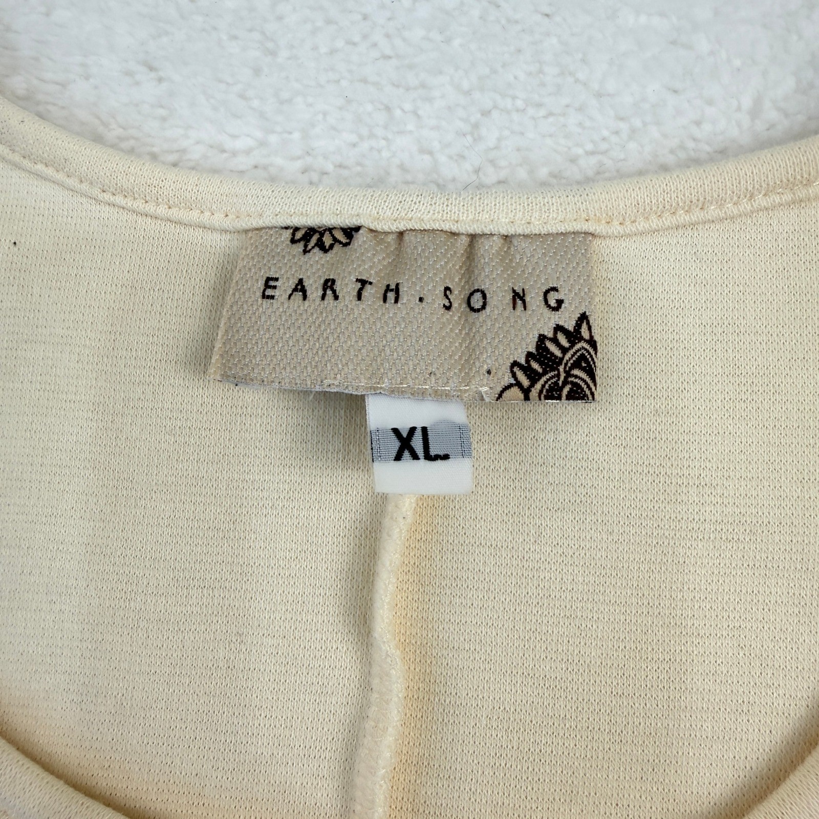 Vintage Earth Song Floral Embroidered Maxi Dress Fit Large Cream Cottagecore
