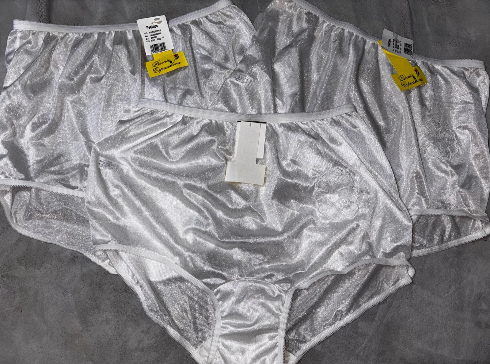 Vintage Bundle Lot Of 3 Nylon Granny Panties Briefs Pillow Tab PLUS 3X 3Xl New