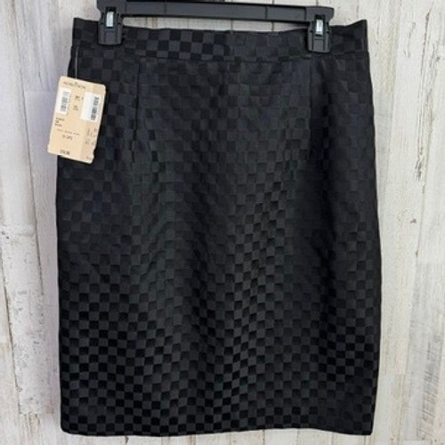 VTG 90s NWT Nordstrom Skirt Women 12 Black Checkered Midi Straight Boss Babe