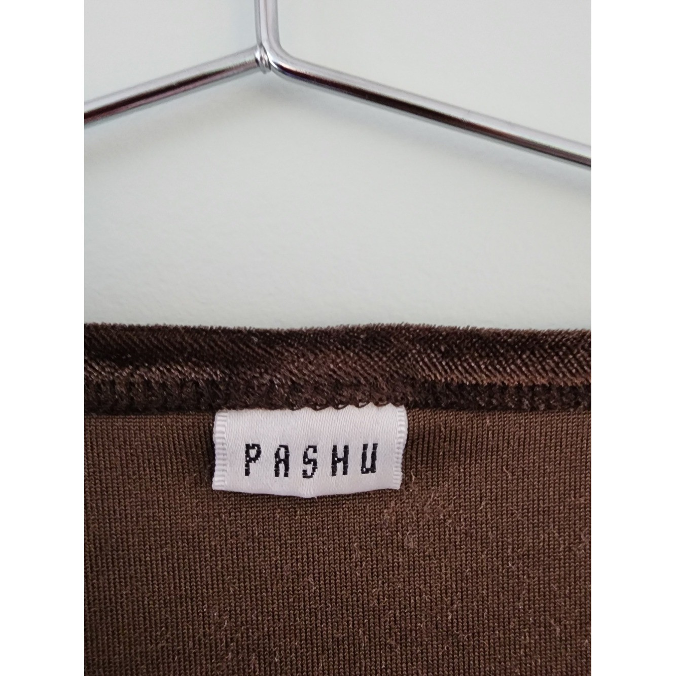Vintage PASHU Long Sleeve Women Medium Brown Velvet Wrap Top Elegant Casual Luxe