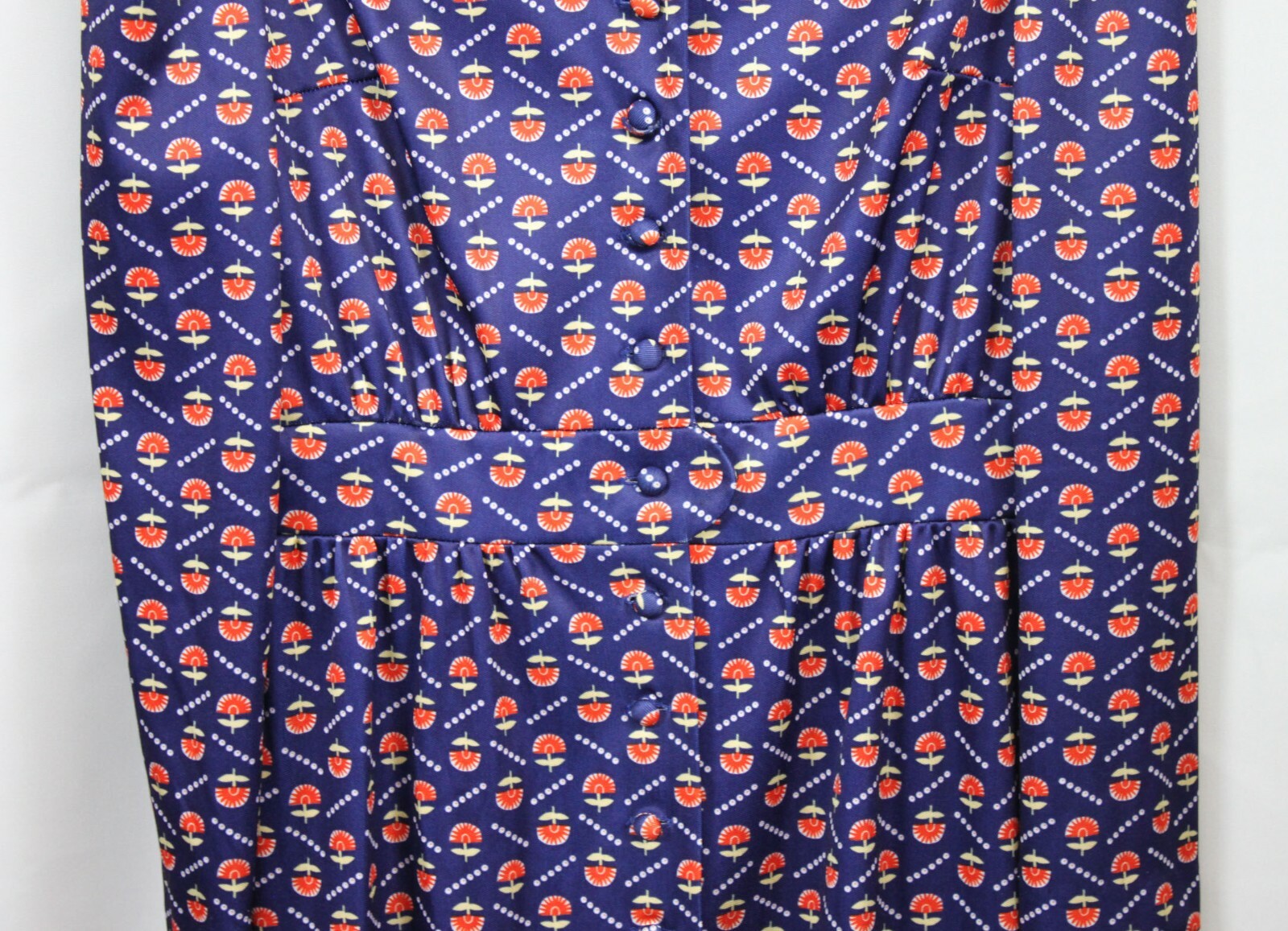 Vtg Westbury Fashions Dress Button Up Secretary Polyester Modest Retro Mod 16