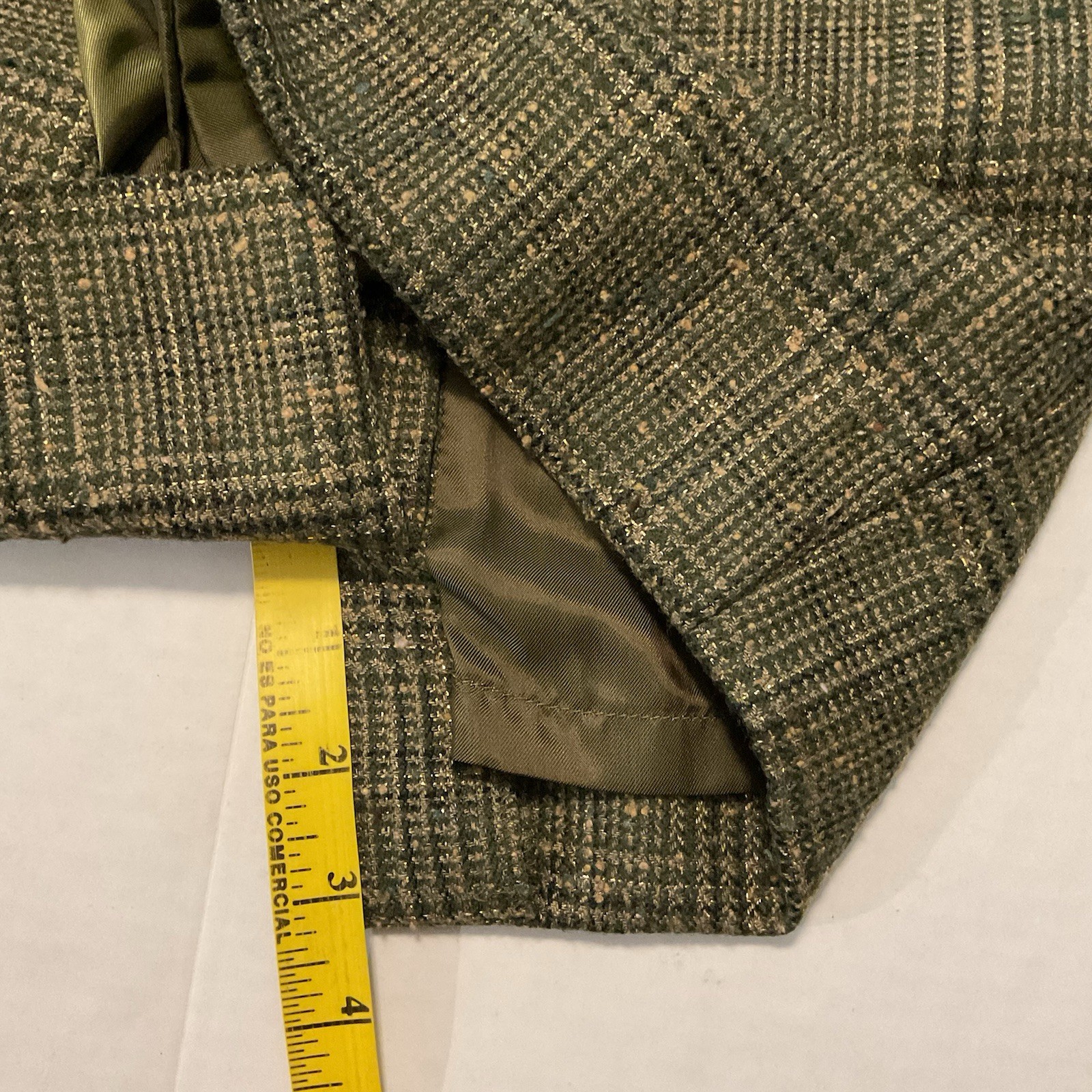 Escada Vintage Plaid Wool Silk Skirt size 34 US 4-6 Green