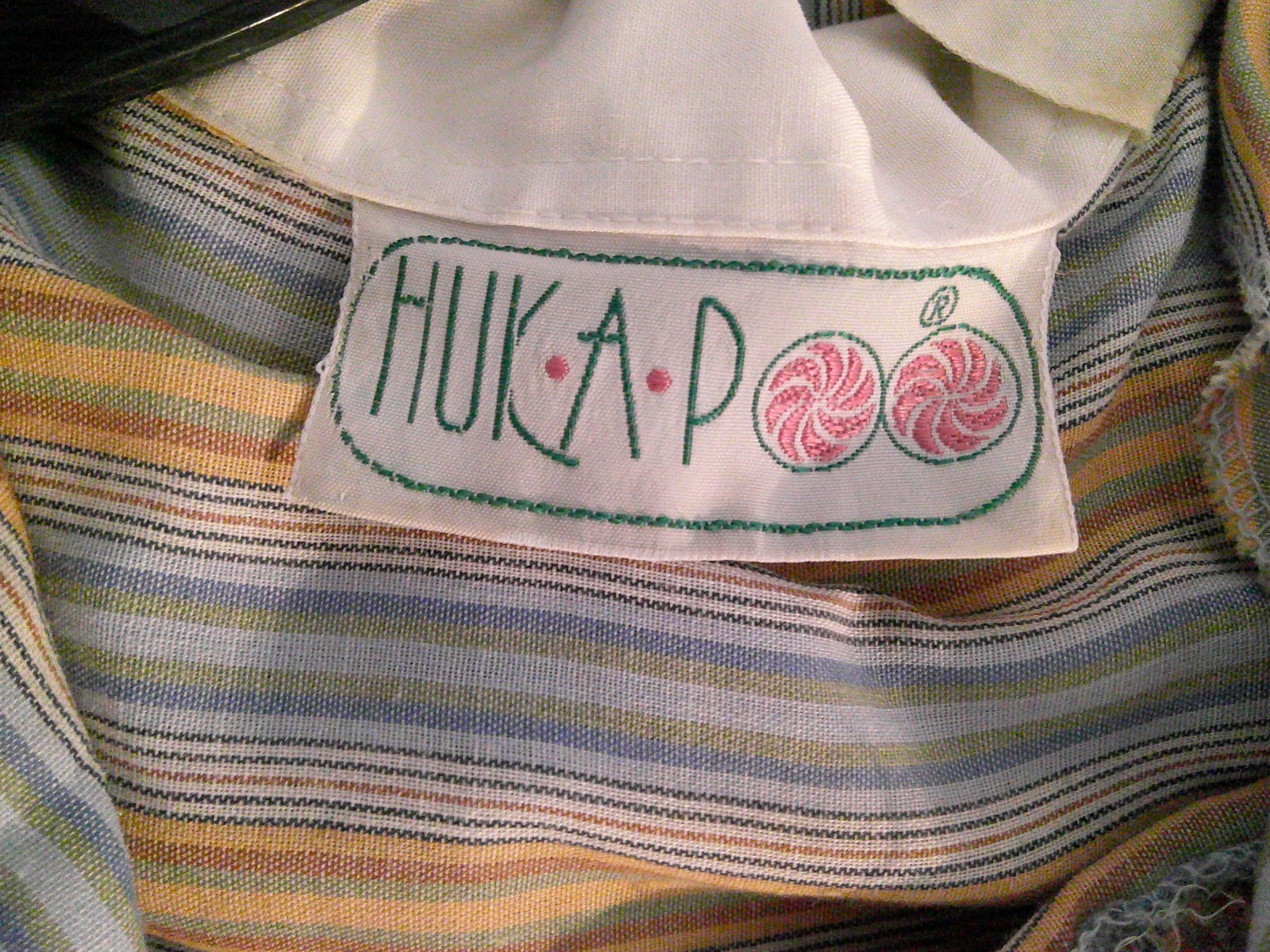 Vtg 70s Does 50s HUK-A-POO Stripe Cottn/Poly Full Sweep Rockabilly Day Dress L