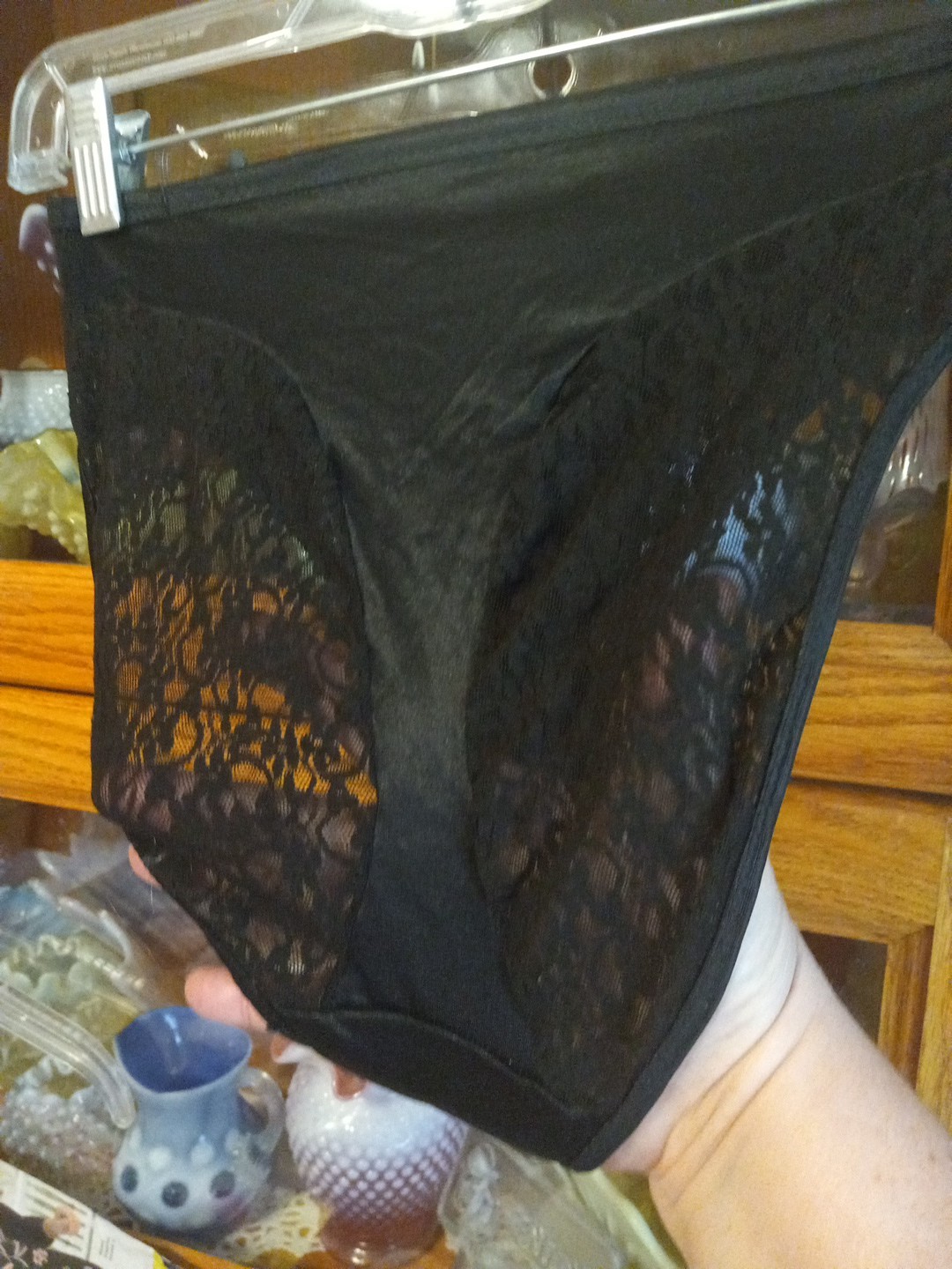 Vintage Super Skin Tight Nylon Lycra Black Glossy And Lace Panty Dance Panties