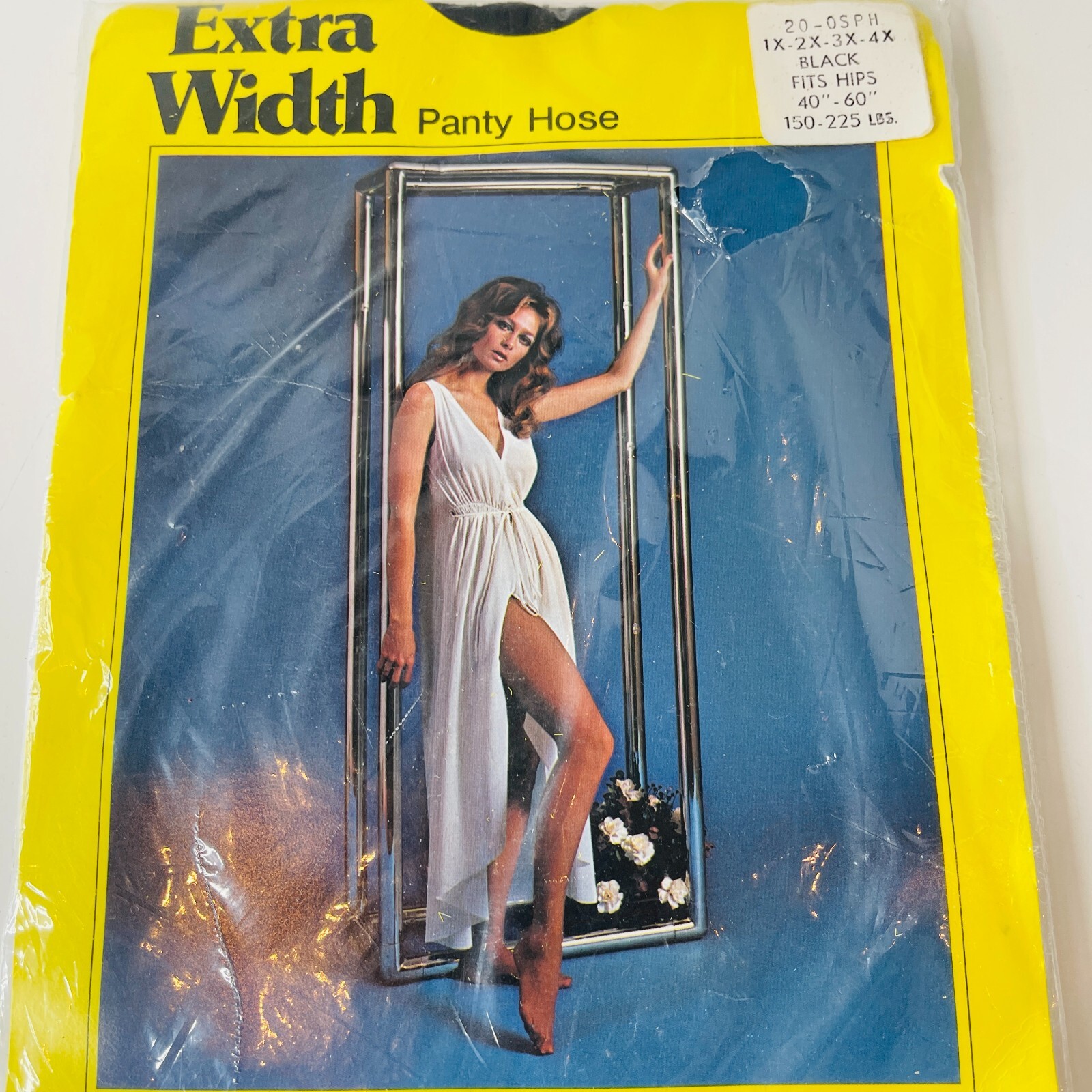 New Vintage Extra Width Pantyhose Black Fits Hips 40″ – 60″ Nylon USA