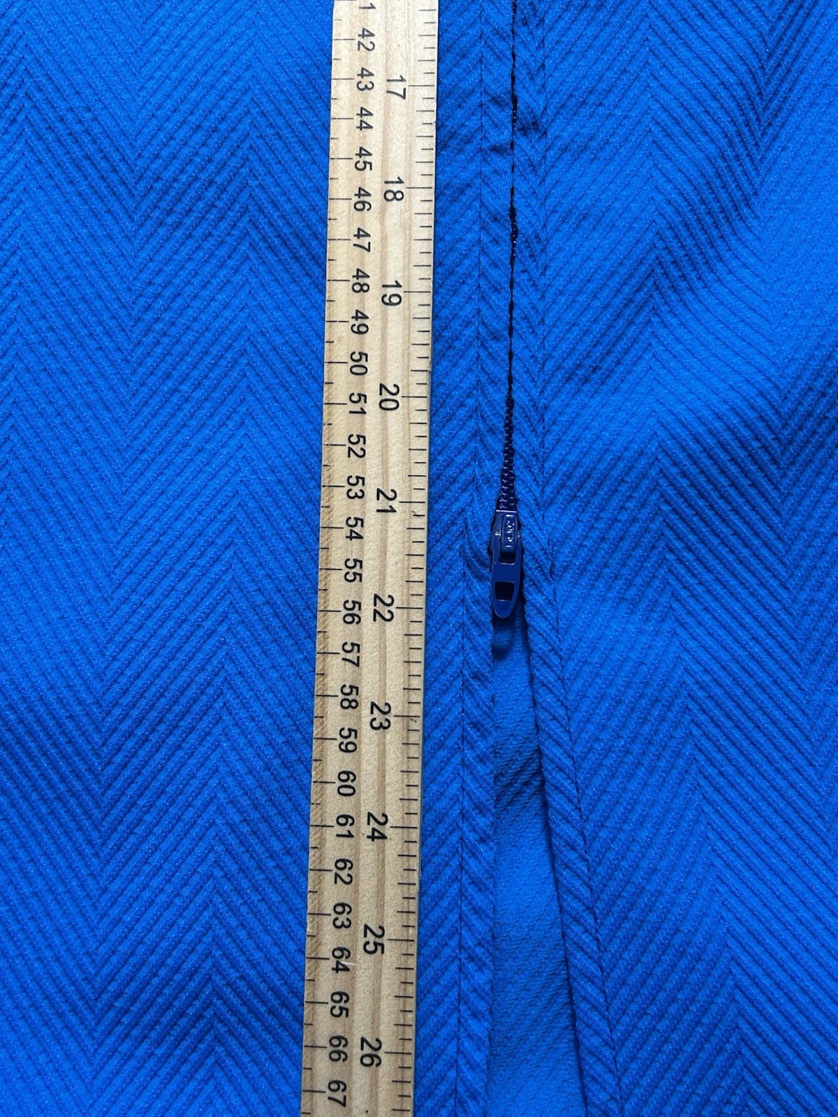 Vintage 1970s Terry Chicago Cobalt Blue Maxi Skirt Talon Zipper Herringbone M/L?