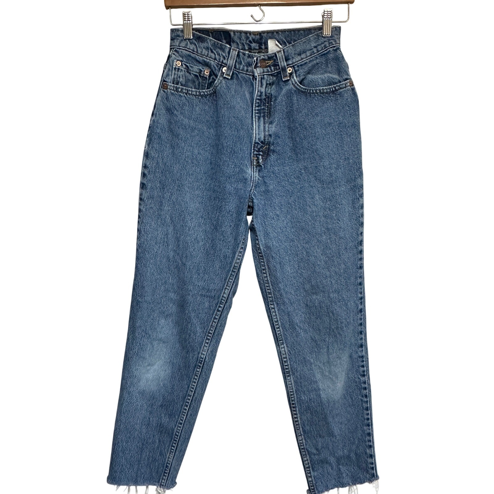 Vintage Levi’s 550 Relaxed Fit High Waist Jeans Womens 25×26 Frayed Blue Denim