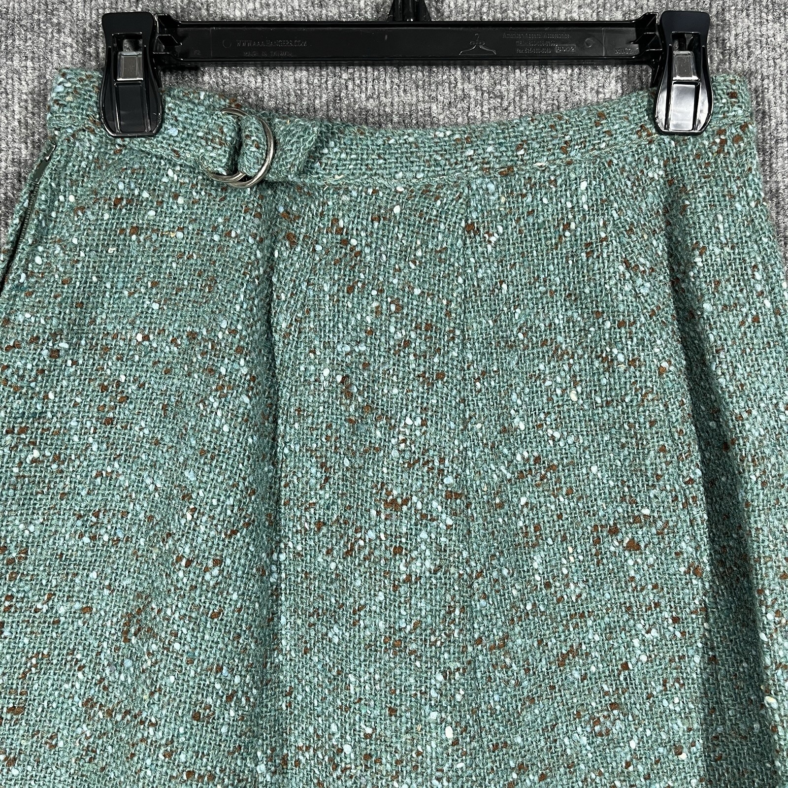 VINTAGE 60s Sloat Wool Blue Tweed Skirt Flat Cottagecore Secretary Work NY Small
