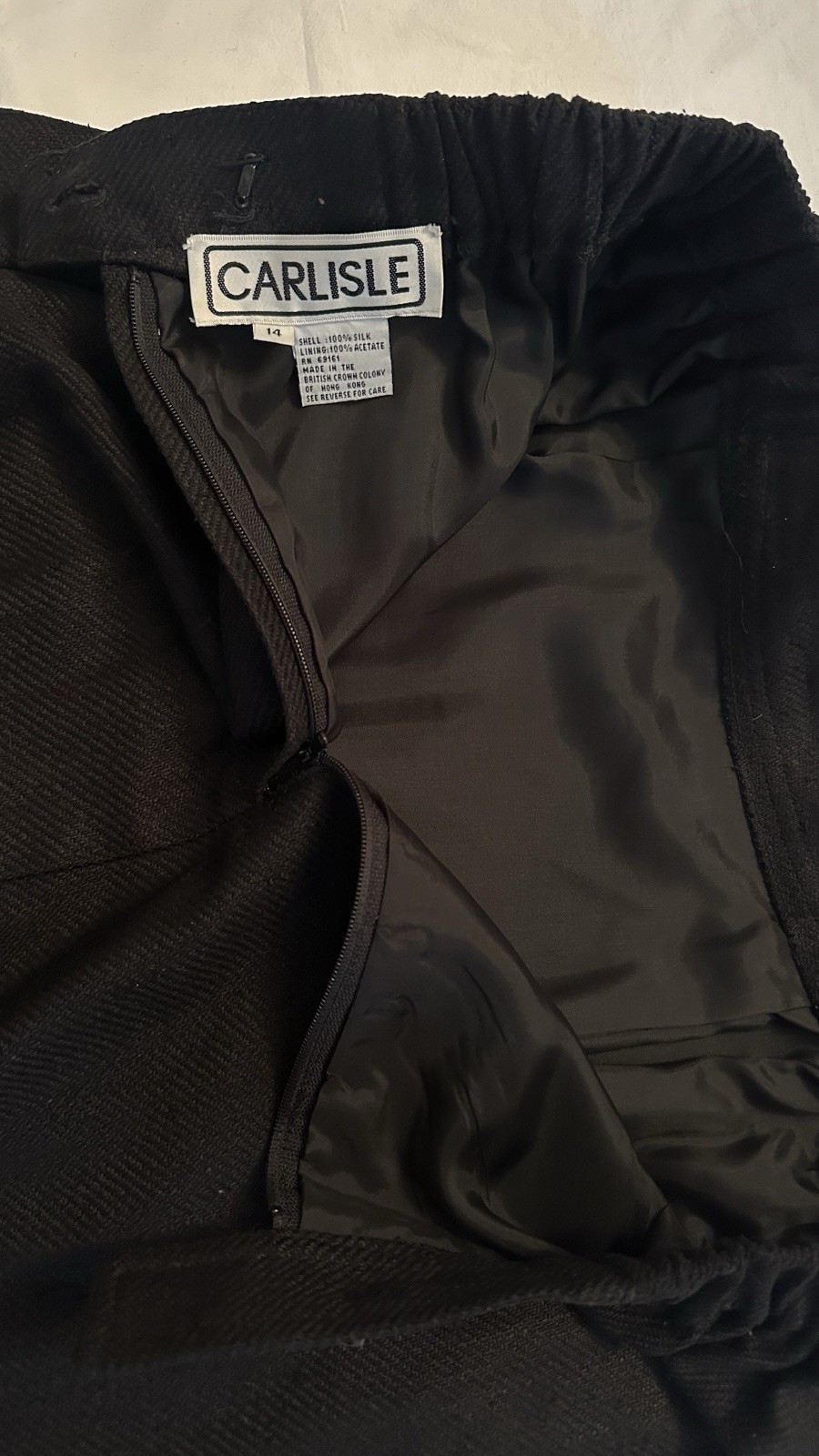 Carlisle Women’s Suit Set 100% Silk -Jacket Skirt-Black – 14