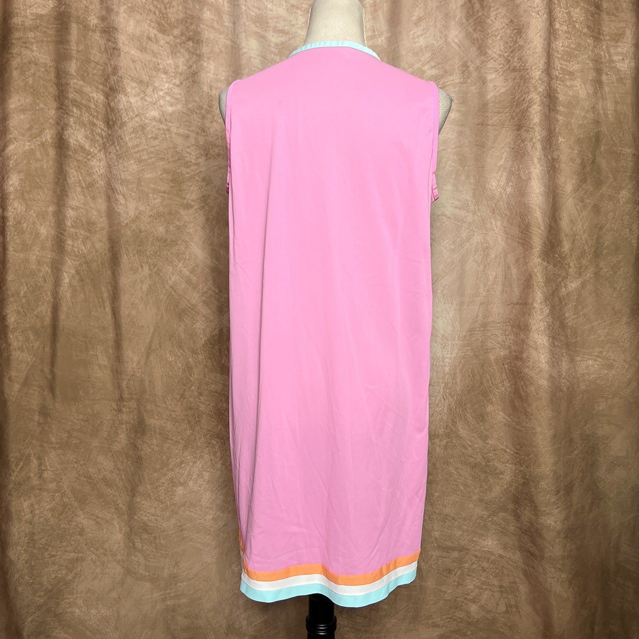 Vintage 60s Union Made Pink Mini Mod Shift Dress Sleeveless Retro Disco GoGo