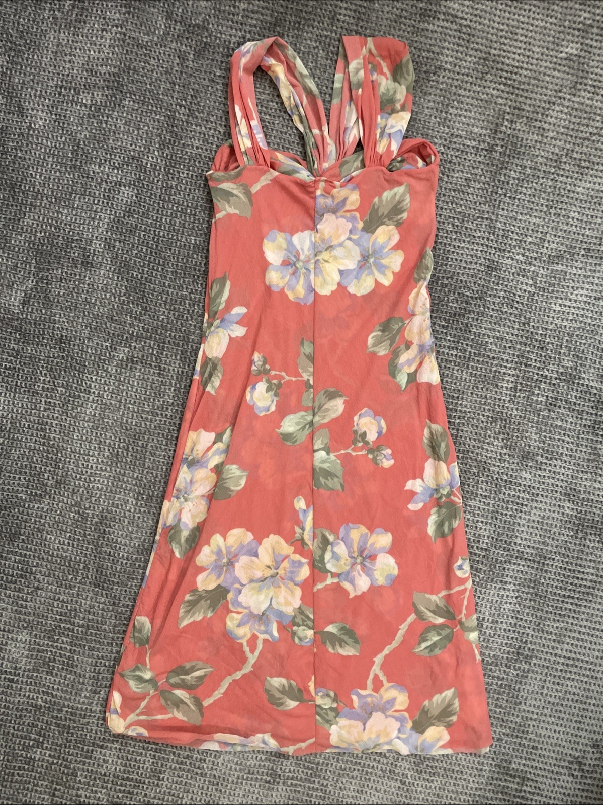 VTG Y2K Sweet Pea Floral Nylon Mini Dress Size Small Summer