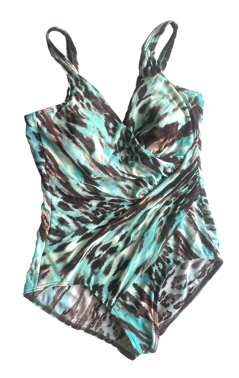 VINTAGE MIRACLESUIT BLUE BROWN ONE-PIECE TANK SWIMMING SUIT SWIMSUIT WOMEN’S 12