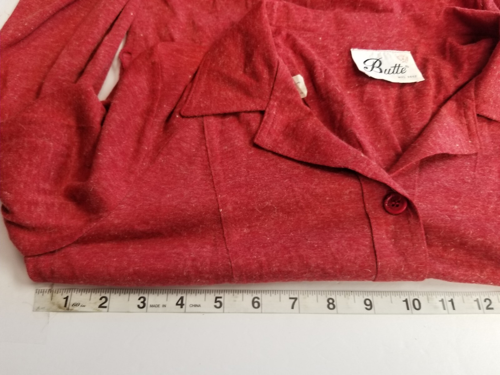Vintage Butte Knit Retro Long Sleeve Dress ILGWU Label see measurements Red
