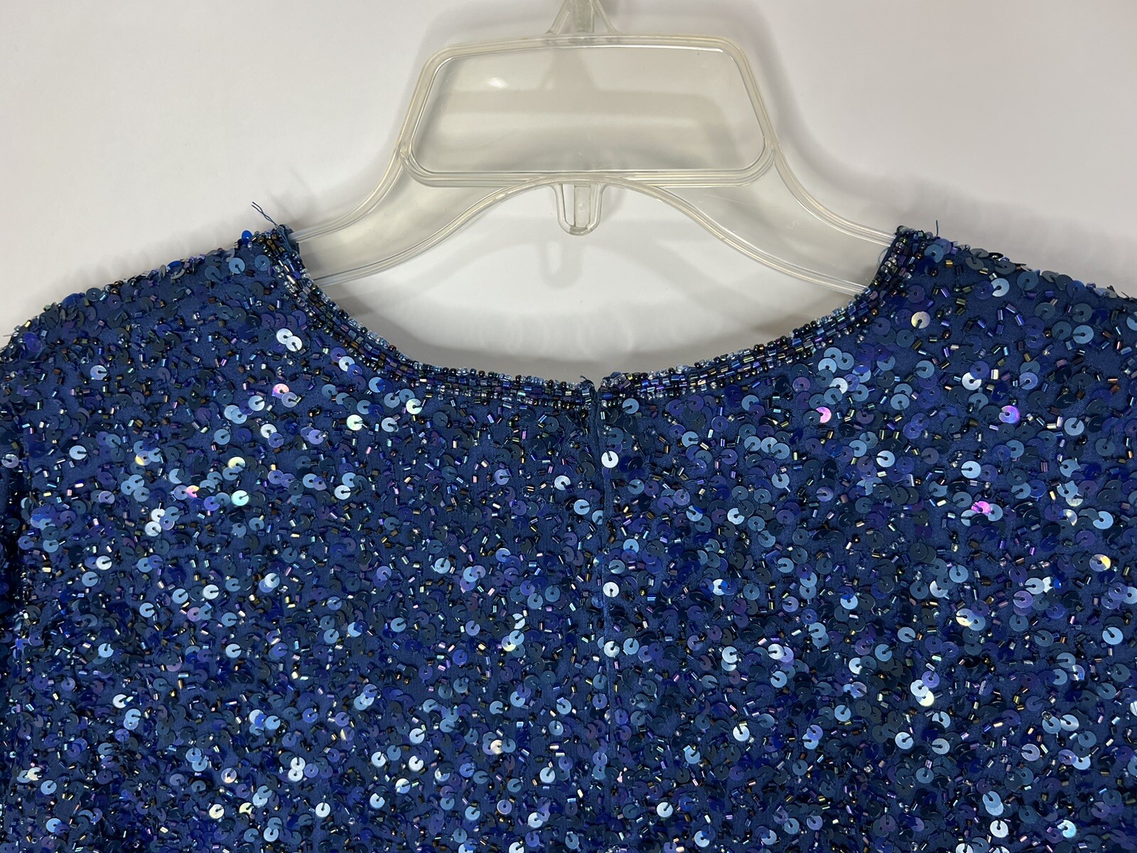 Vtg Scala Set Silk Sequin Beaded Top Organza Maxi Skirt Blue Formal Mother NWT