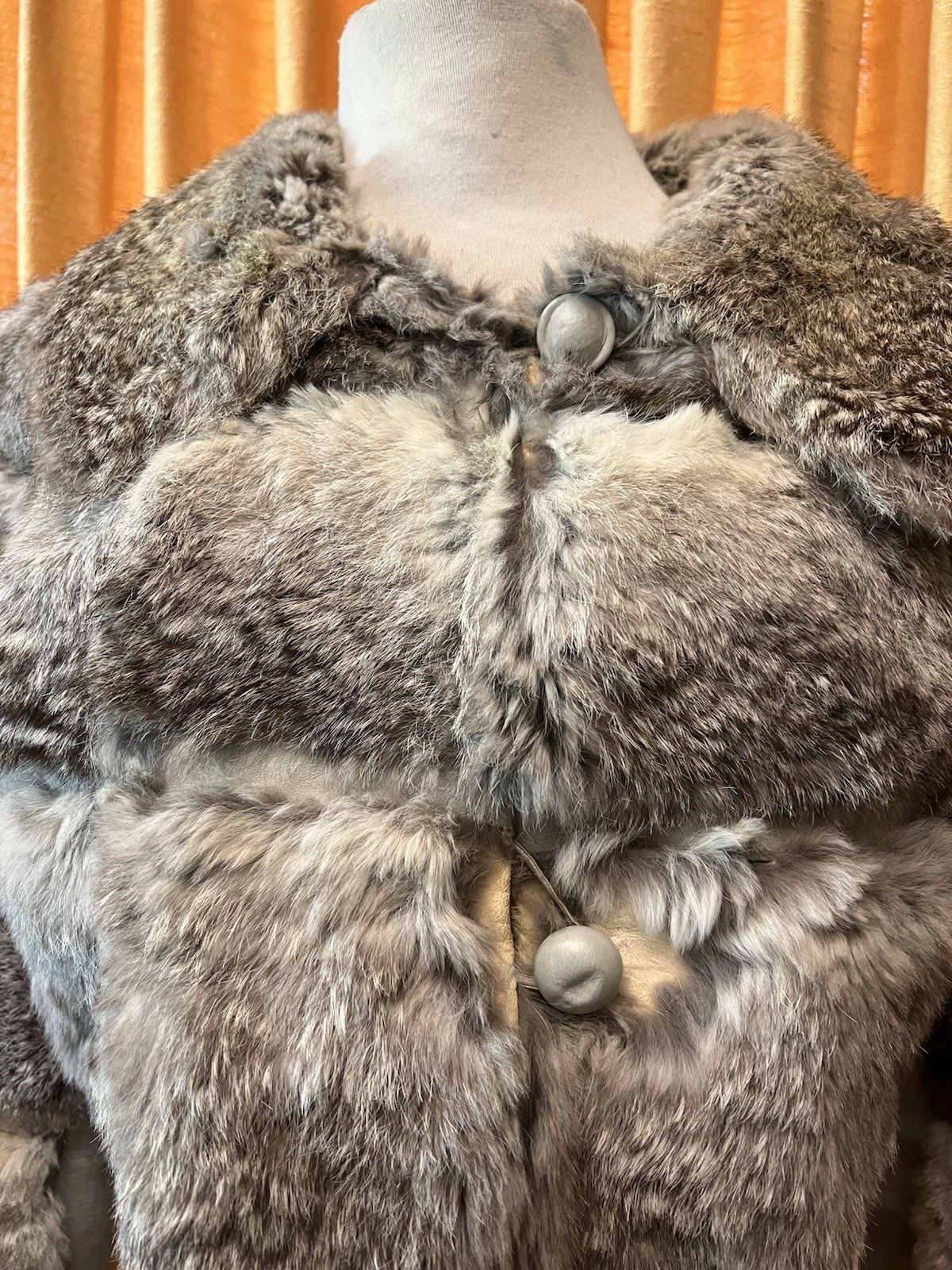 Vintage 1970s Cropped Genuine Rabbit Fur Coat