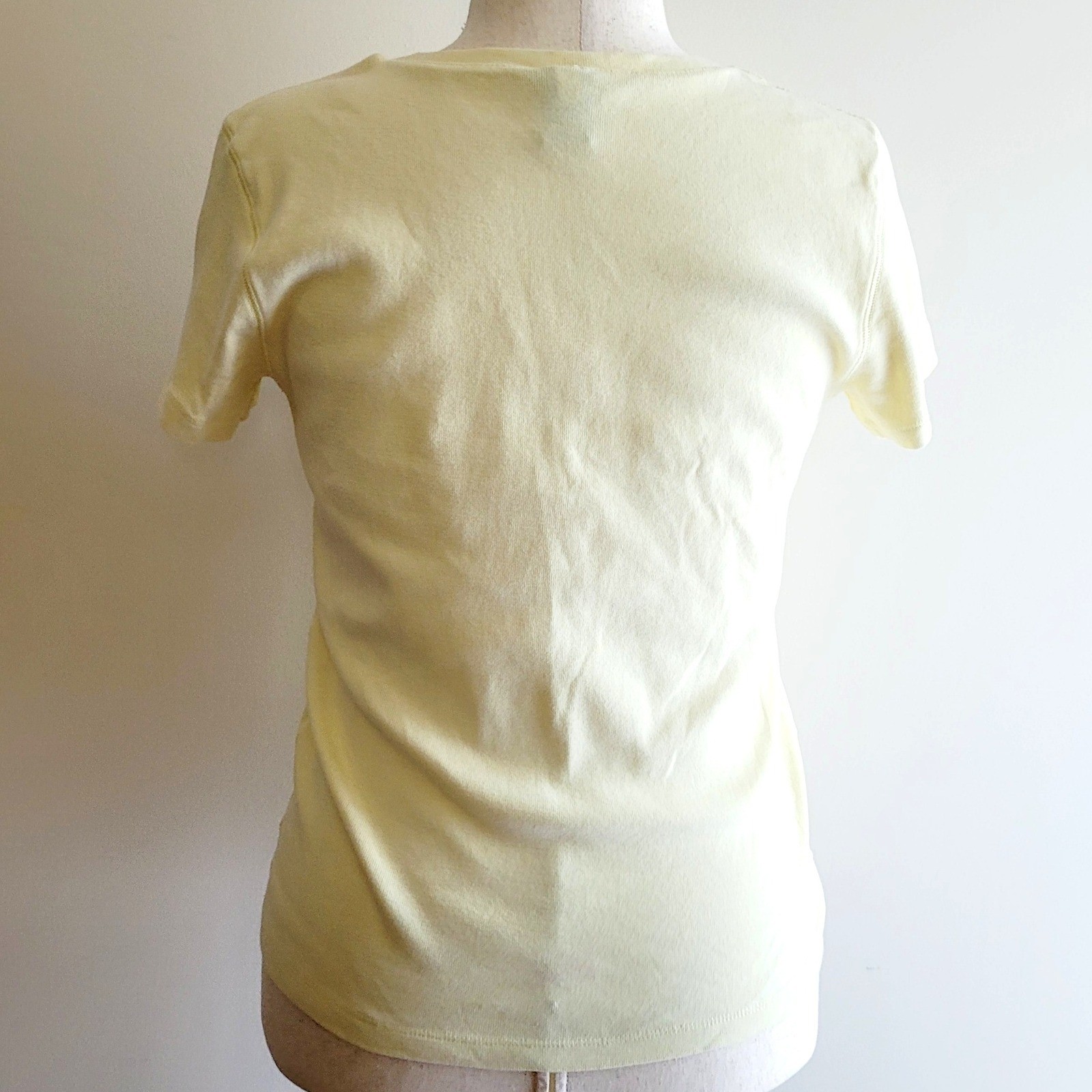 Vintage Gap Butter Yellow V-Neck T-Shirt, Women’s Large L, Cotton Y2K Minimalist